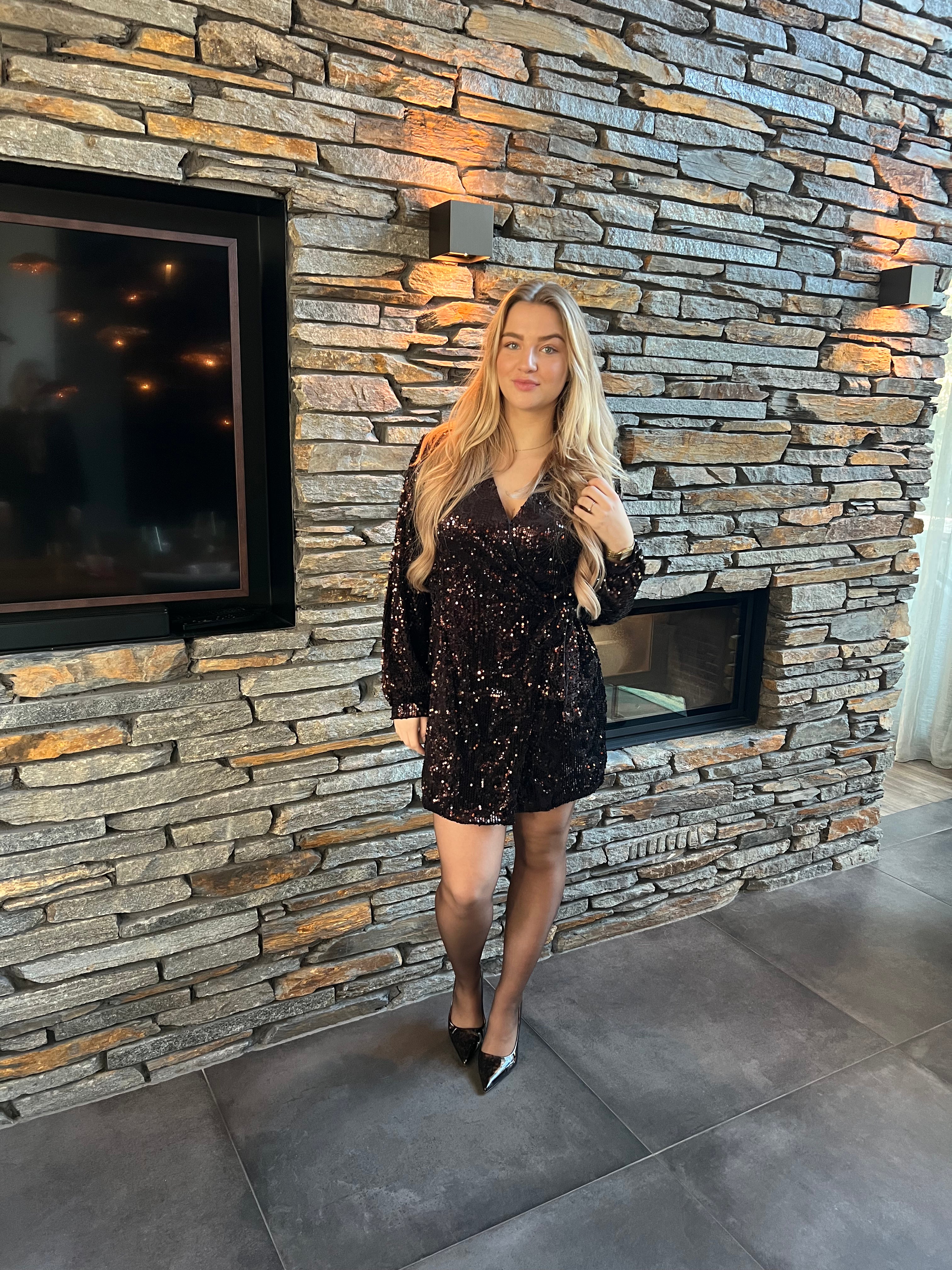 MVD Clothes Pailletten jurkje bruin