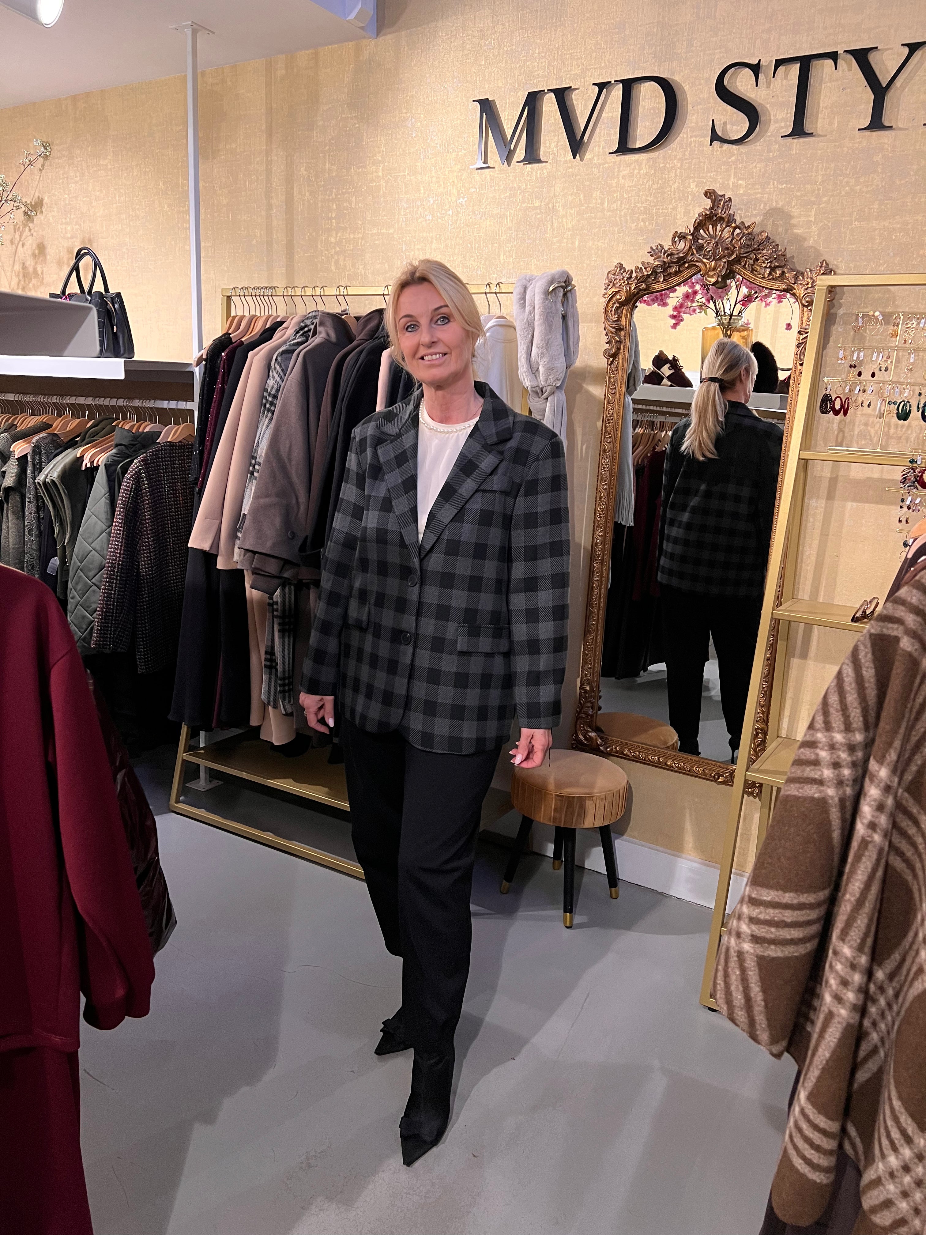 MVD Blazer Check Fringe – Zwart/Grijs