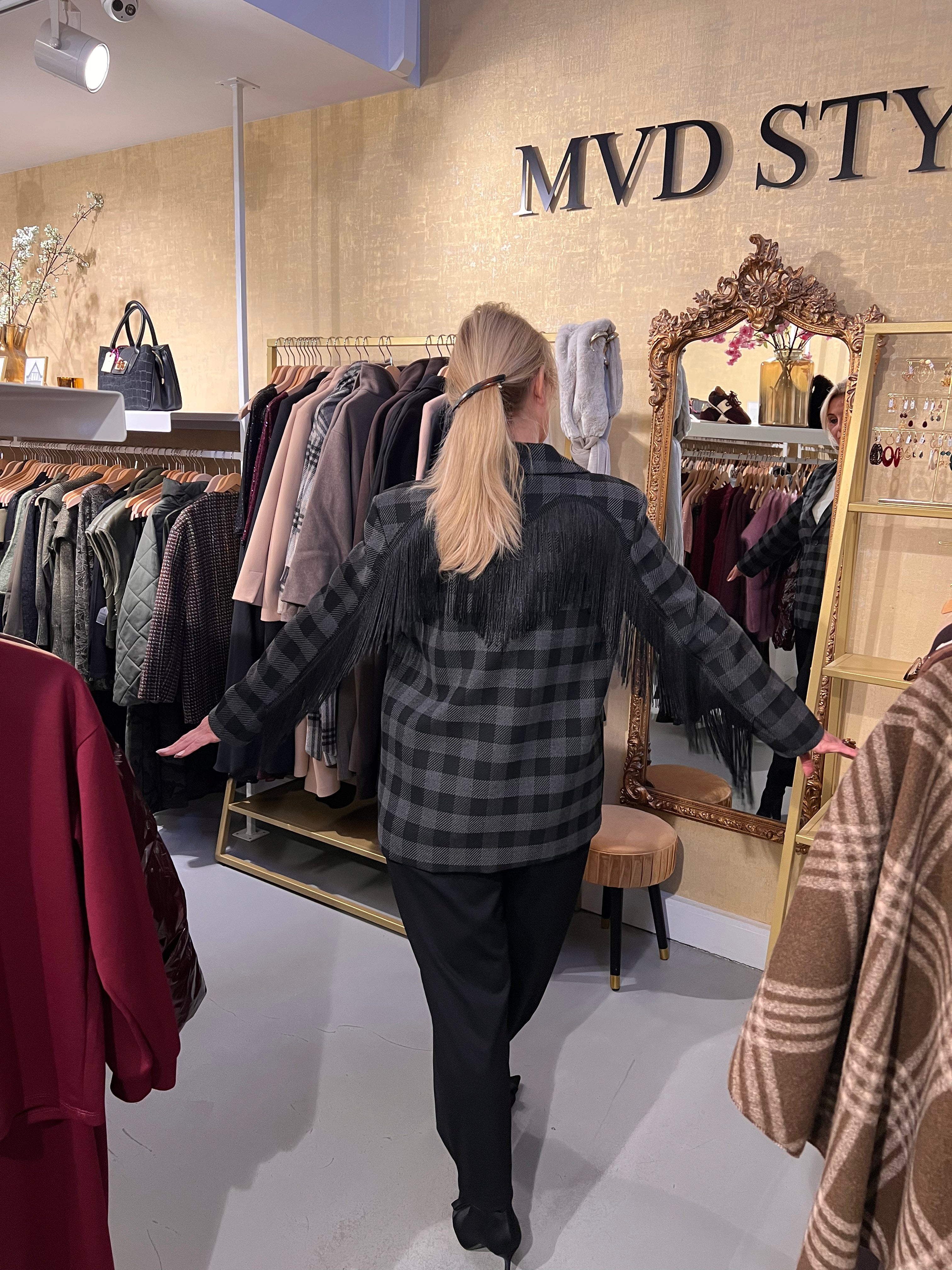 MVD Blazer Check Fringe – Zwart/Grijs