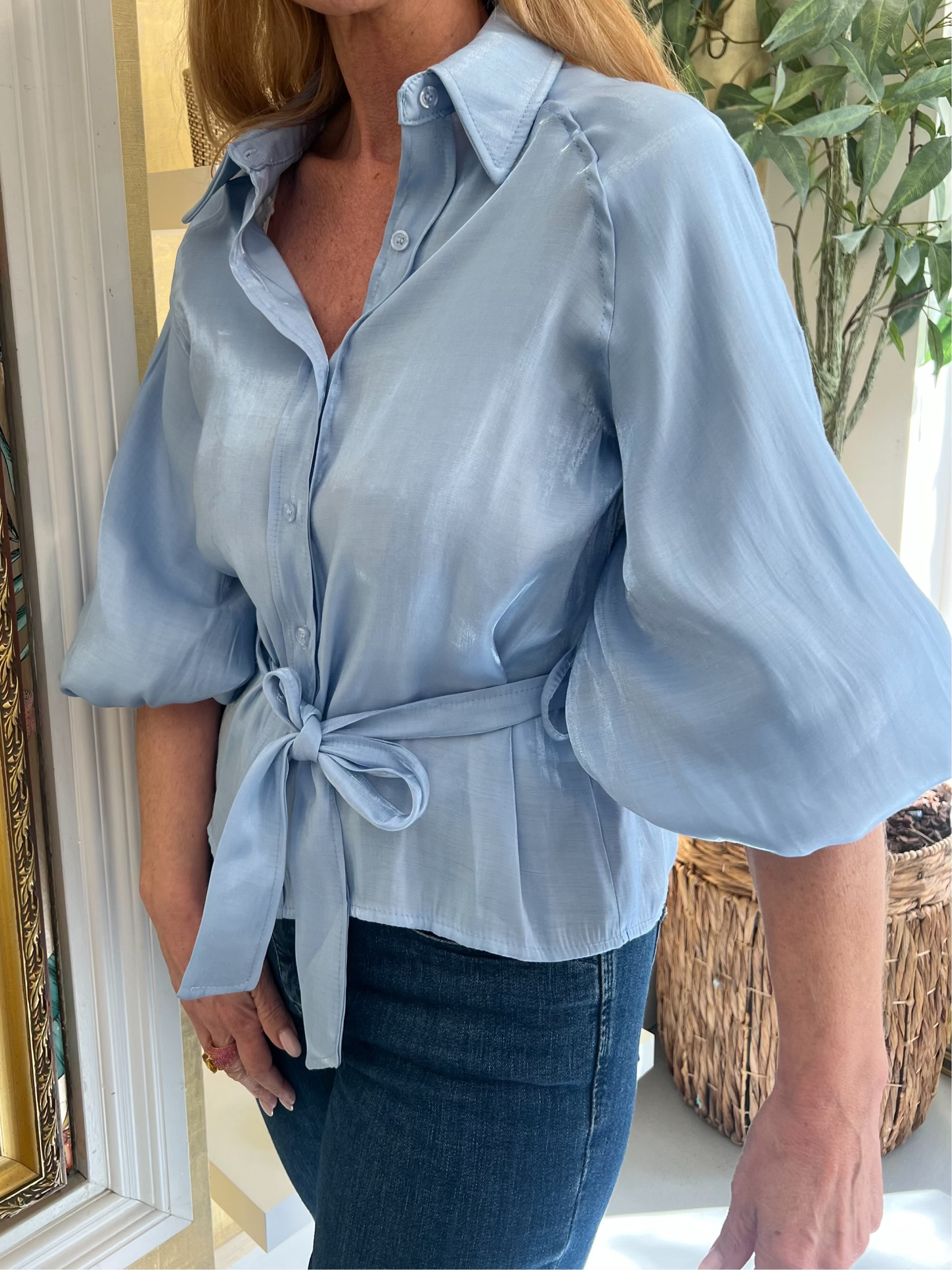 MVD Satin Look Blouse Light Blue