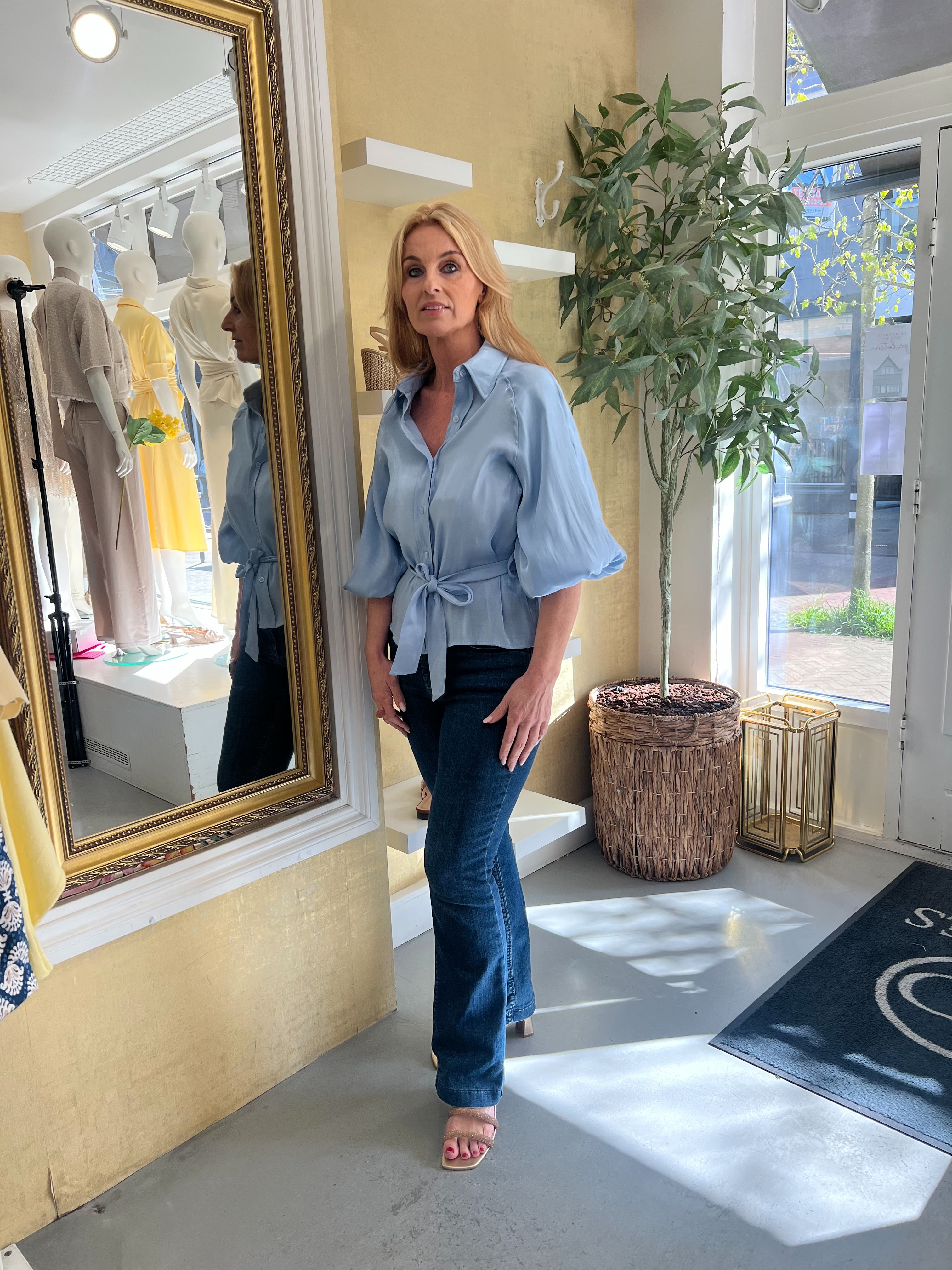 MVD Satin Look Blouse Light Blue