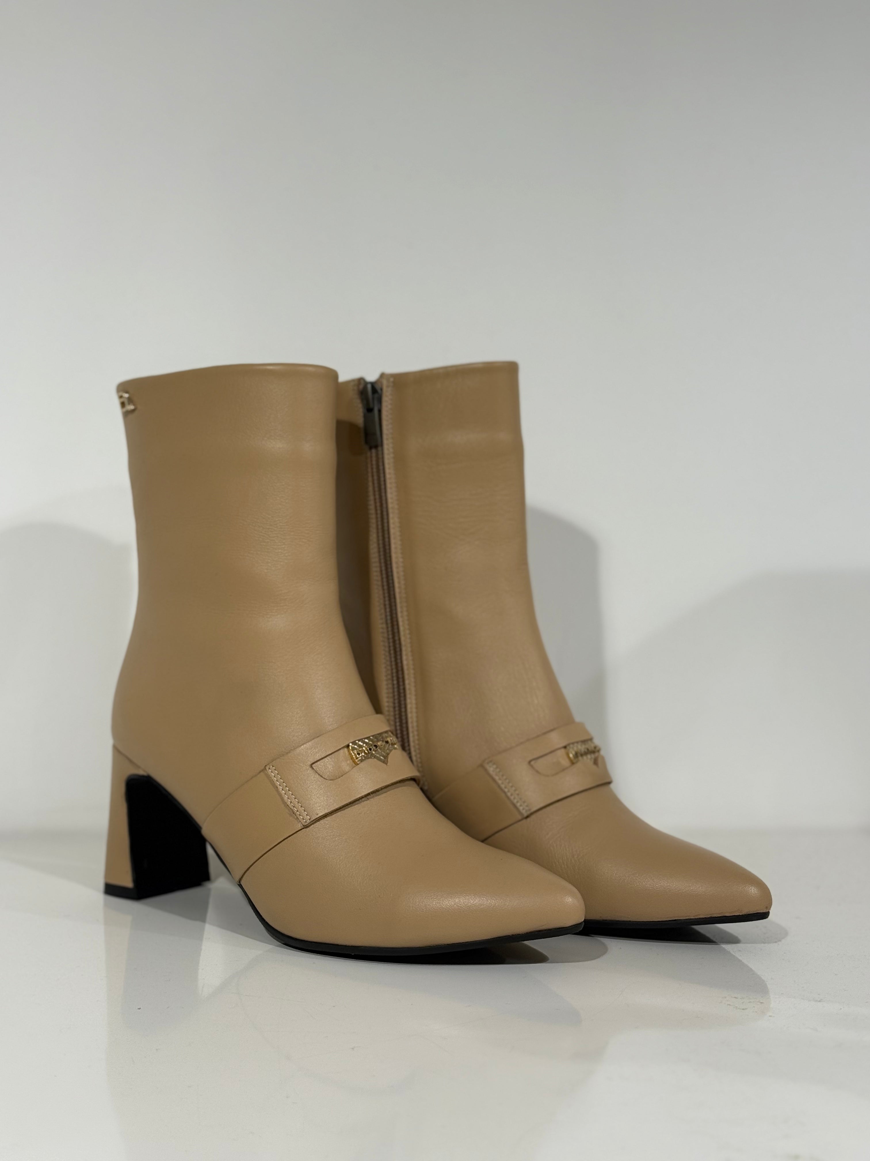 Babouche Aura enkellaarsjes Beige