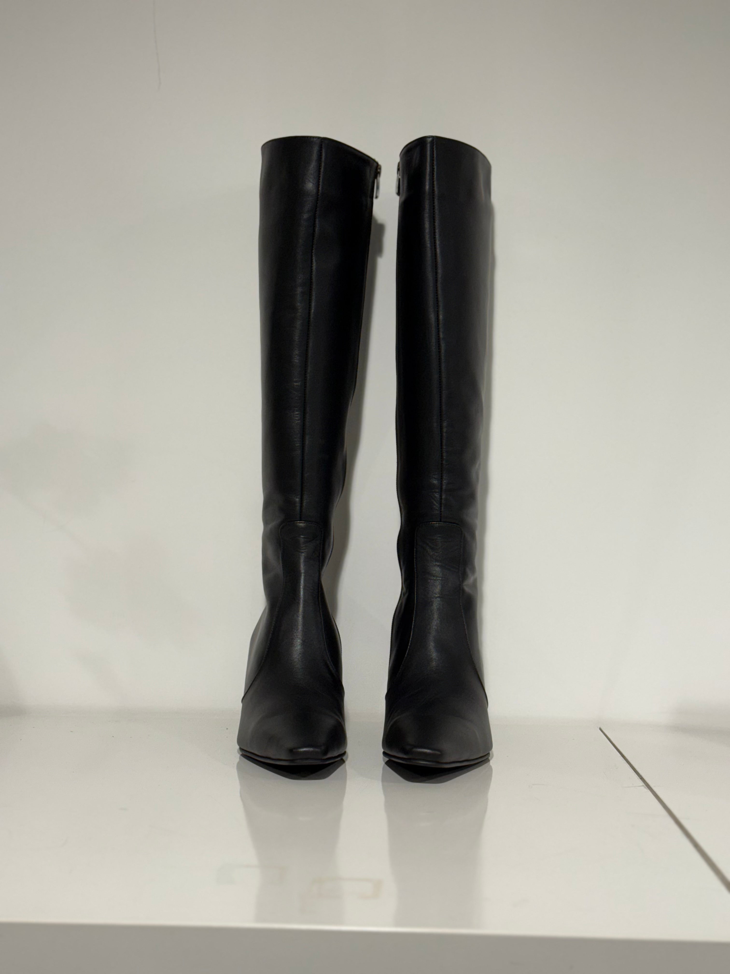 Babouche Siri Zwarte Leren Laars met Hak