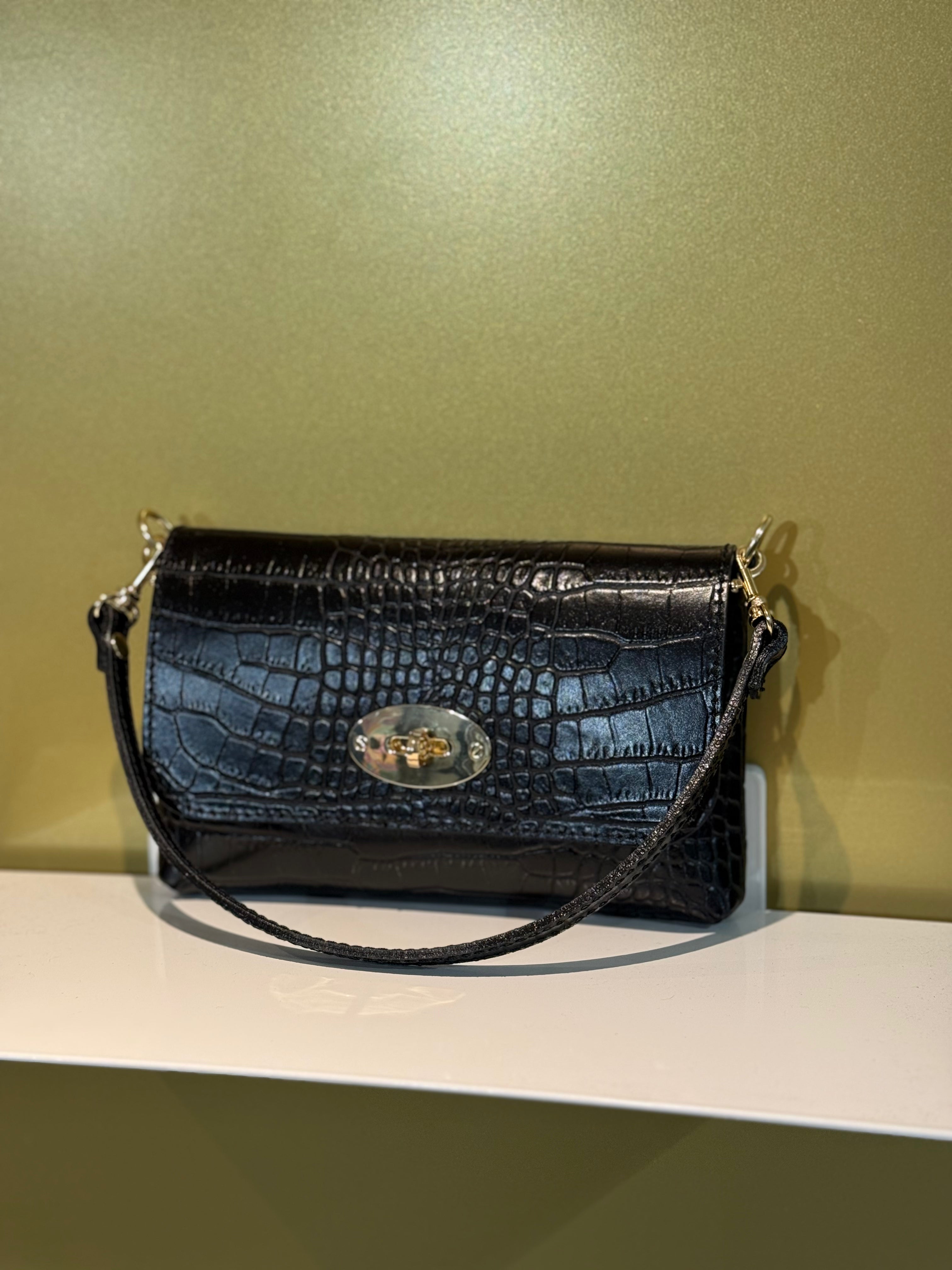 MVD Black Snake-Print Clutch