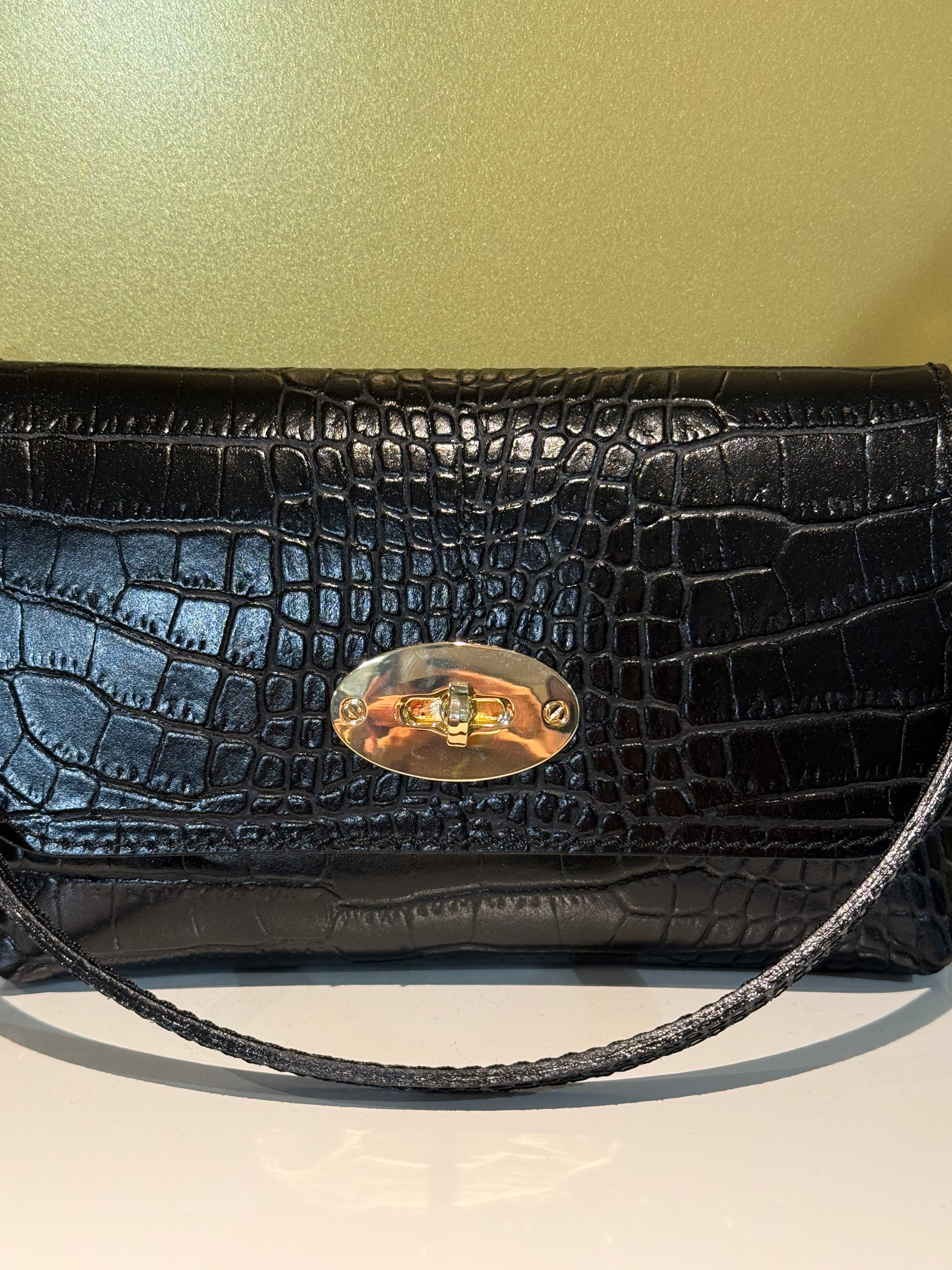MVD Black Snake-Print Clutch