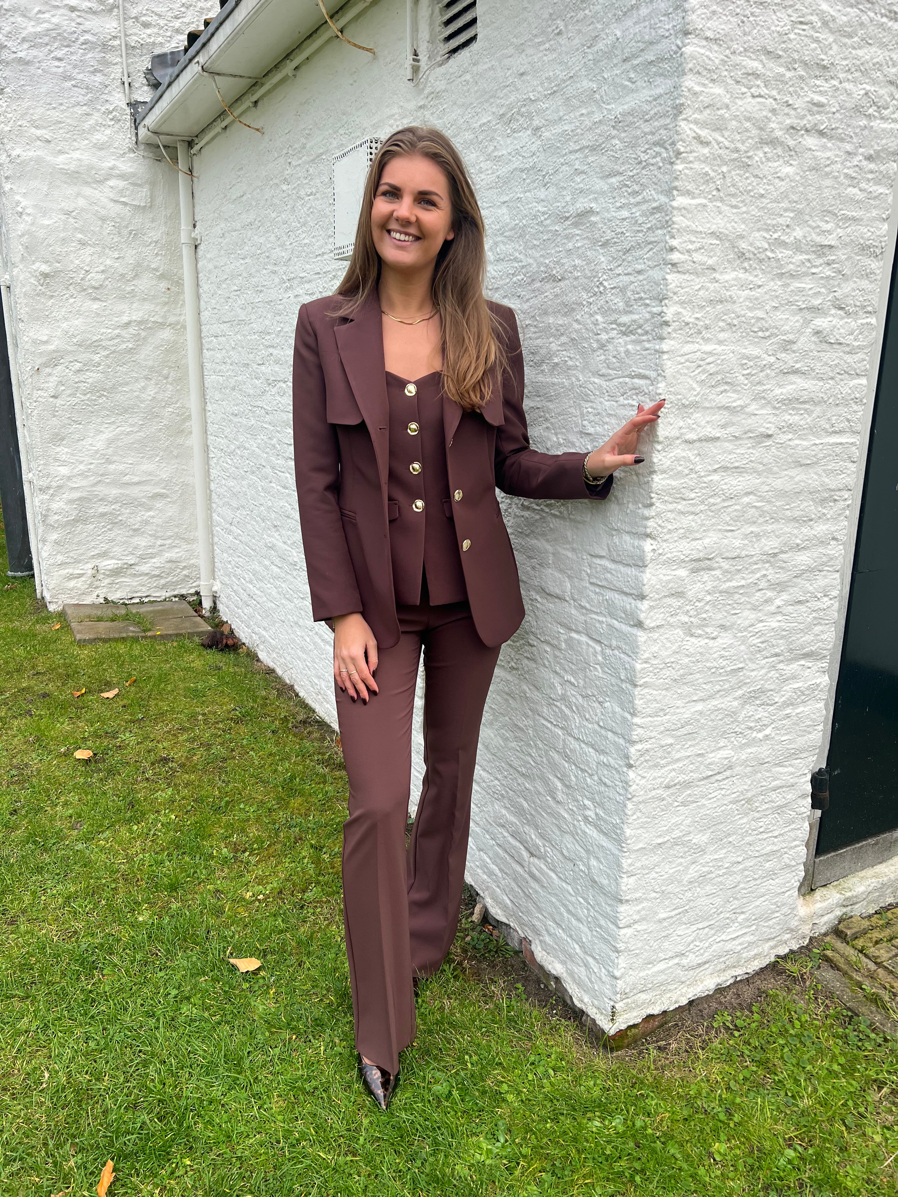 Rinascimento 3-delige blazer bruin