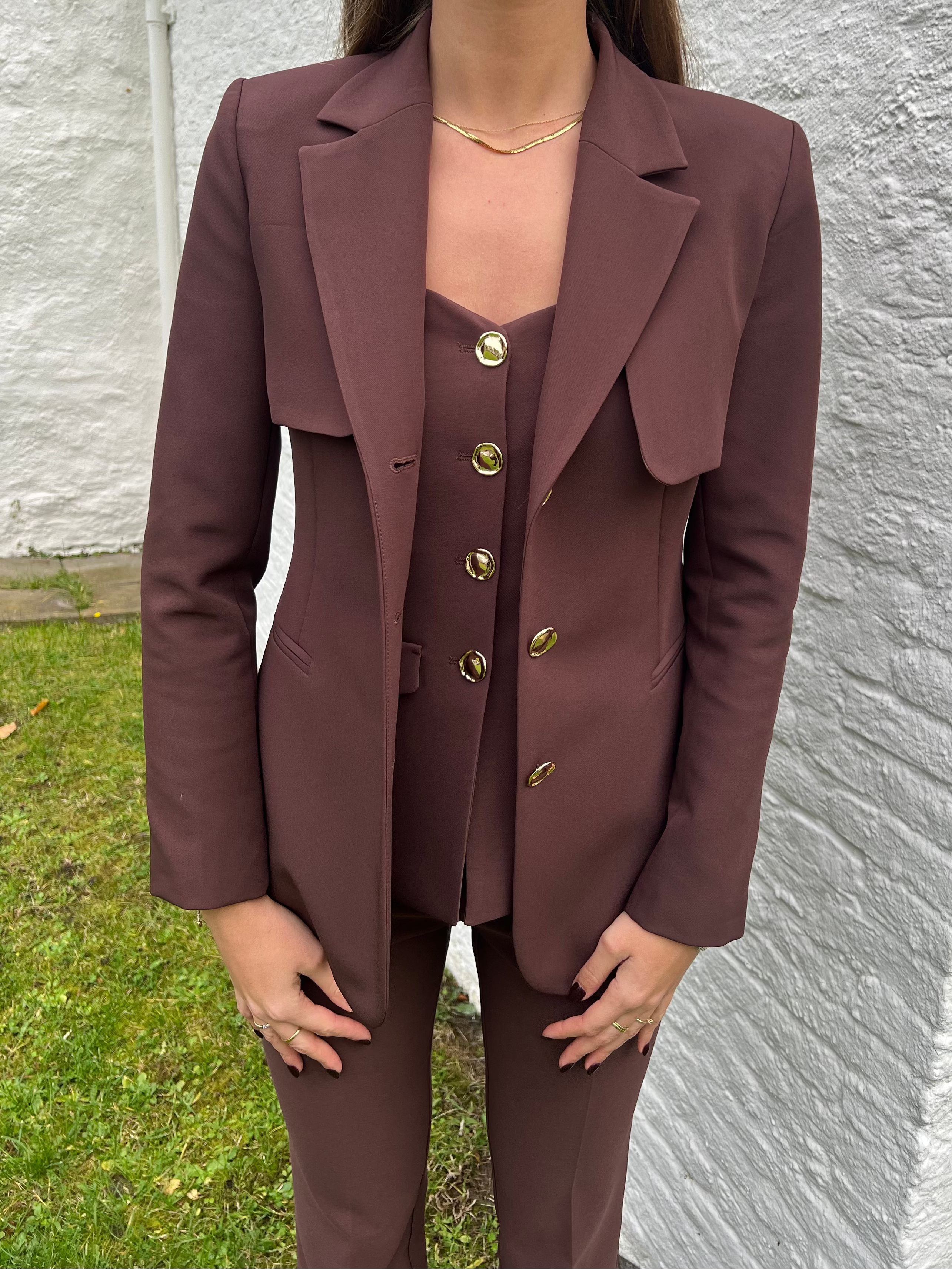 Rinascimento 3-delige blazer bruin