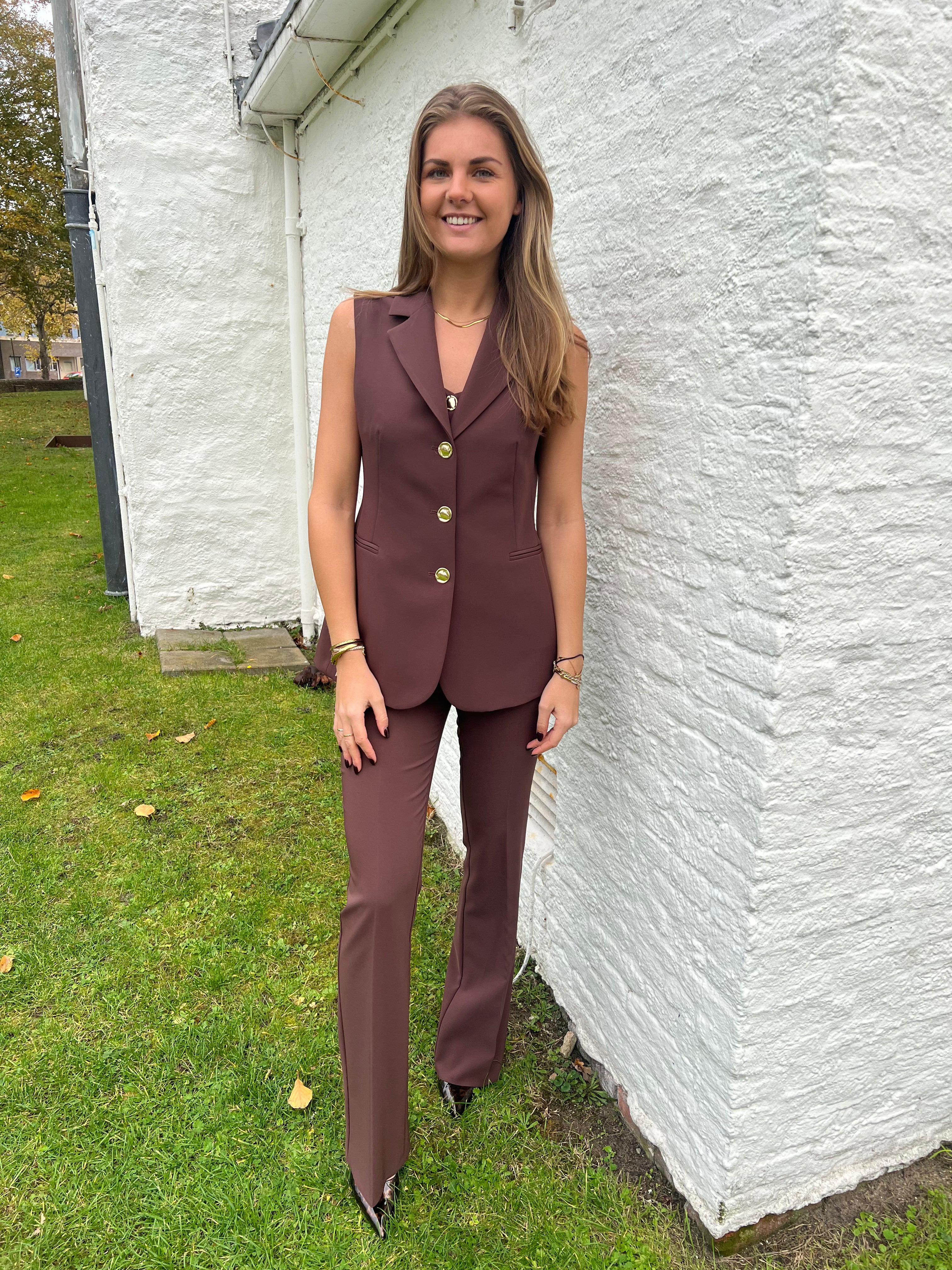 Rinascimento 3-delige blazer bruin