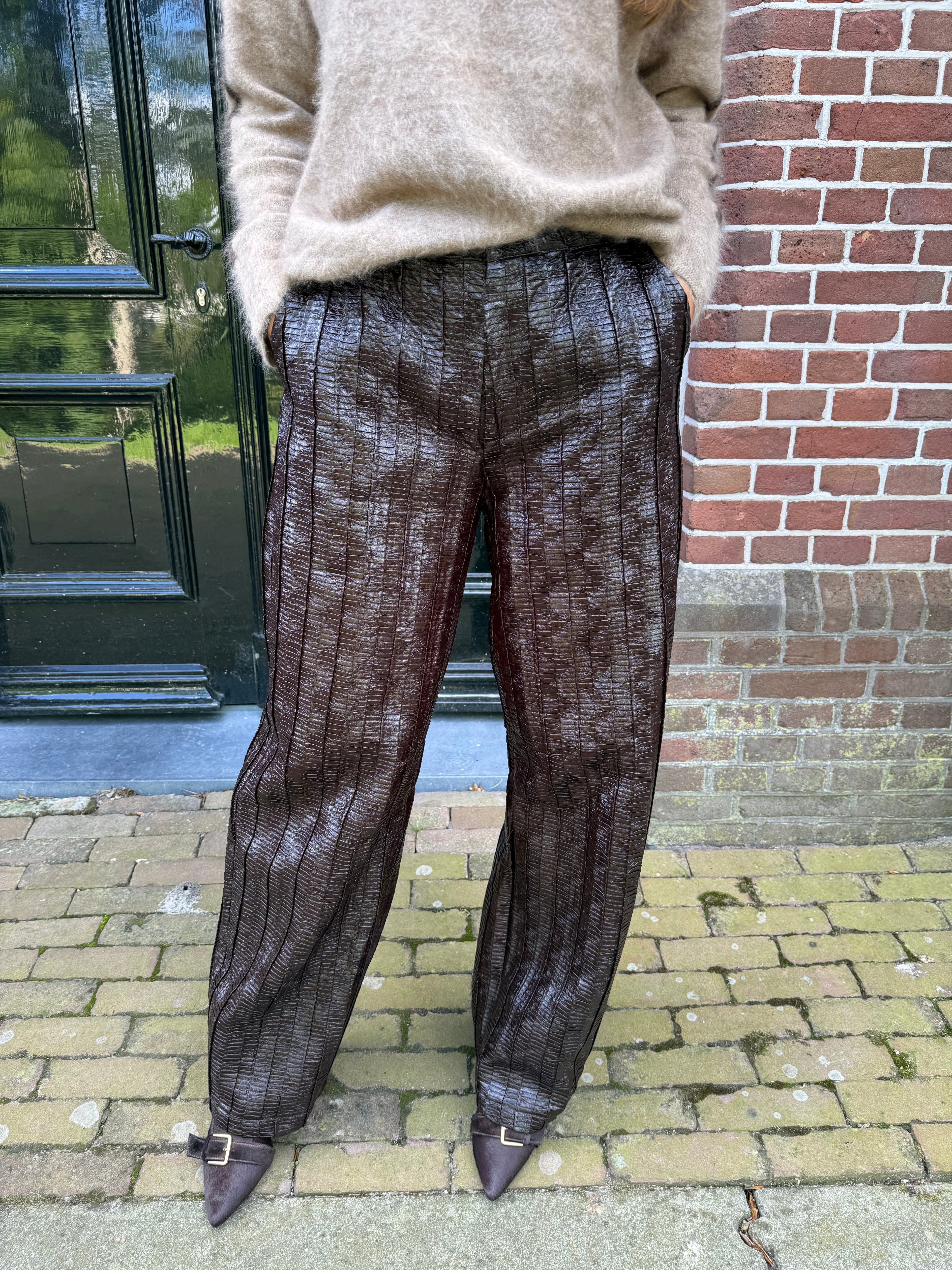 Silvian Heach Leather Look Relief Broek