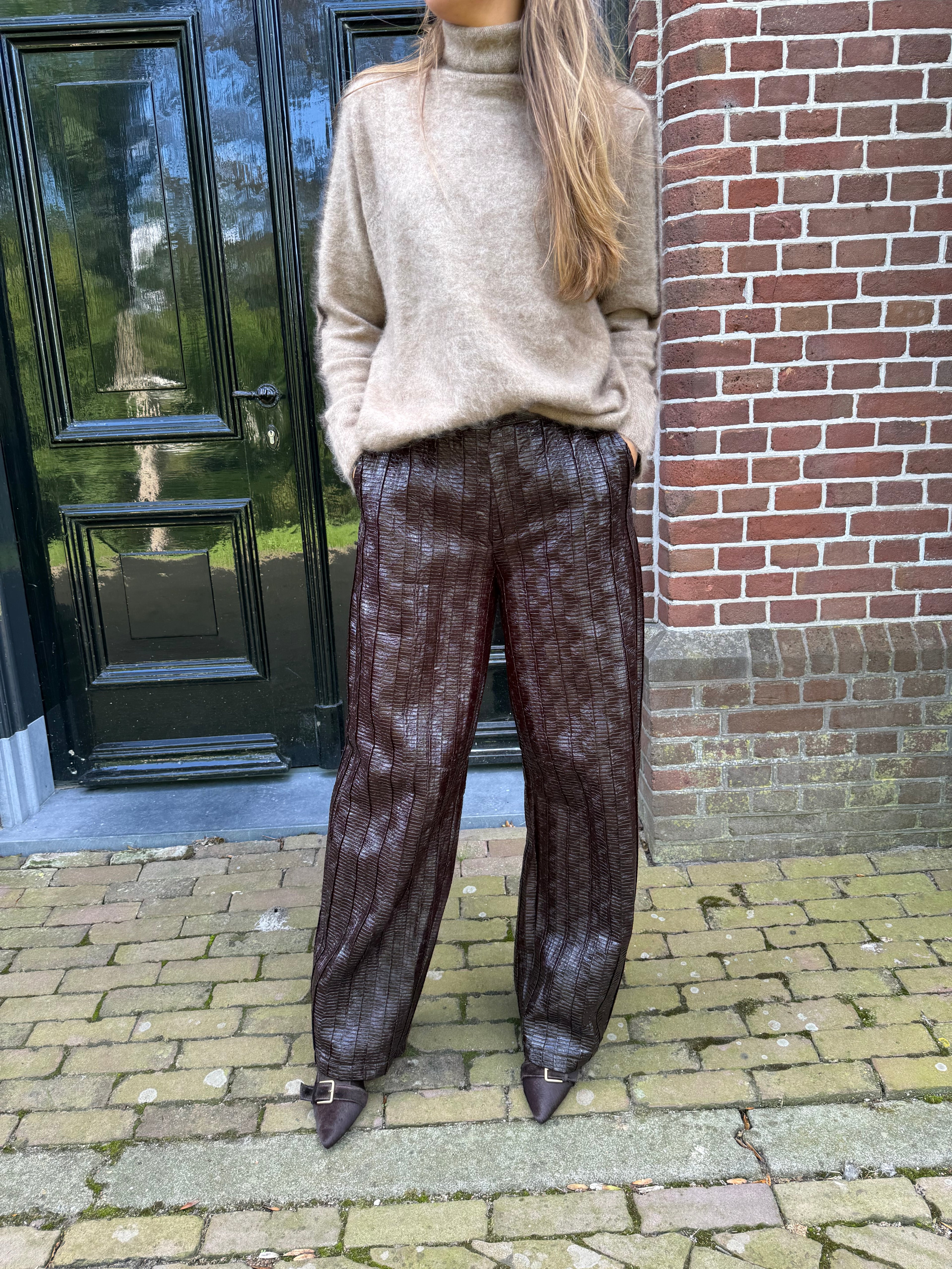 Silvian Heach Leather Look Relief Broek