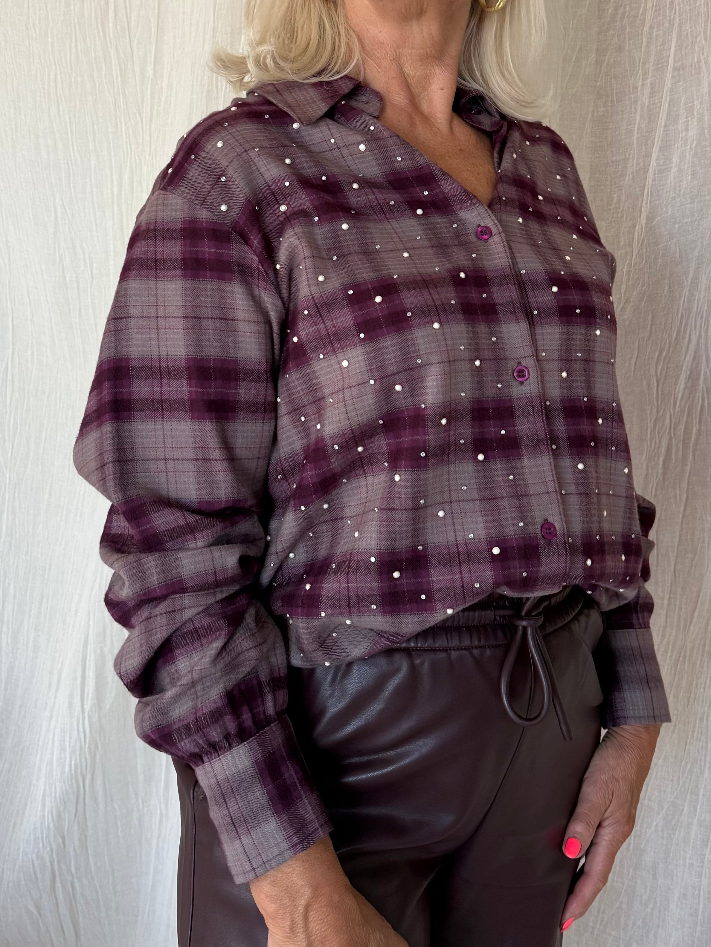 Silvian Heach Check Blouse – Bordeaux