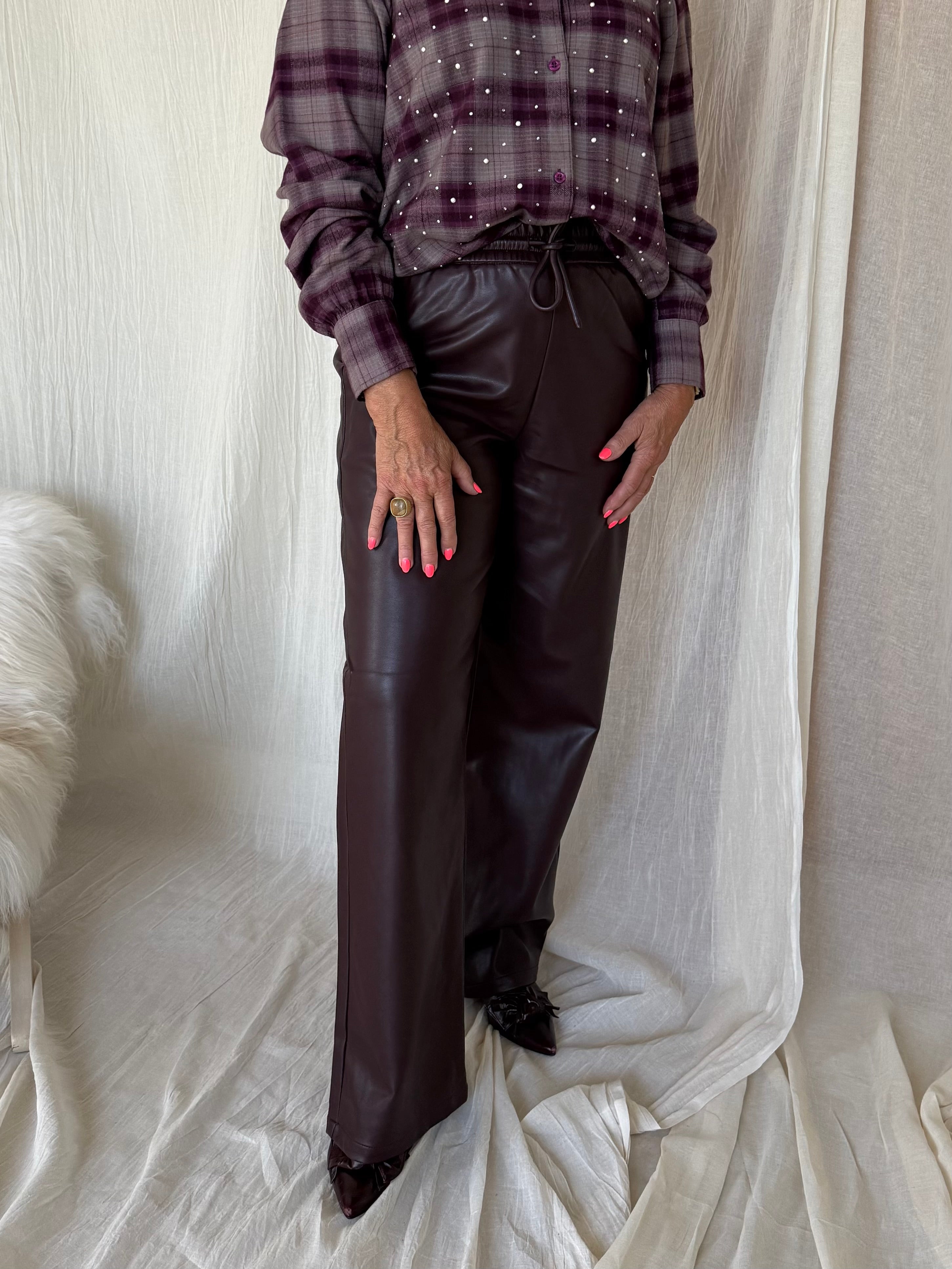 Silvian Heach Leather Look Broek – Bordeaux