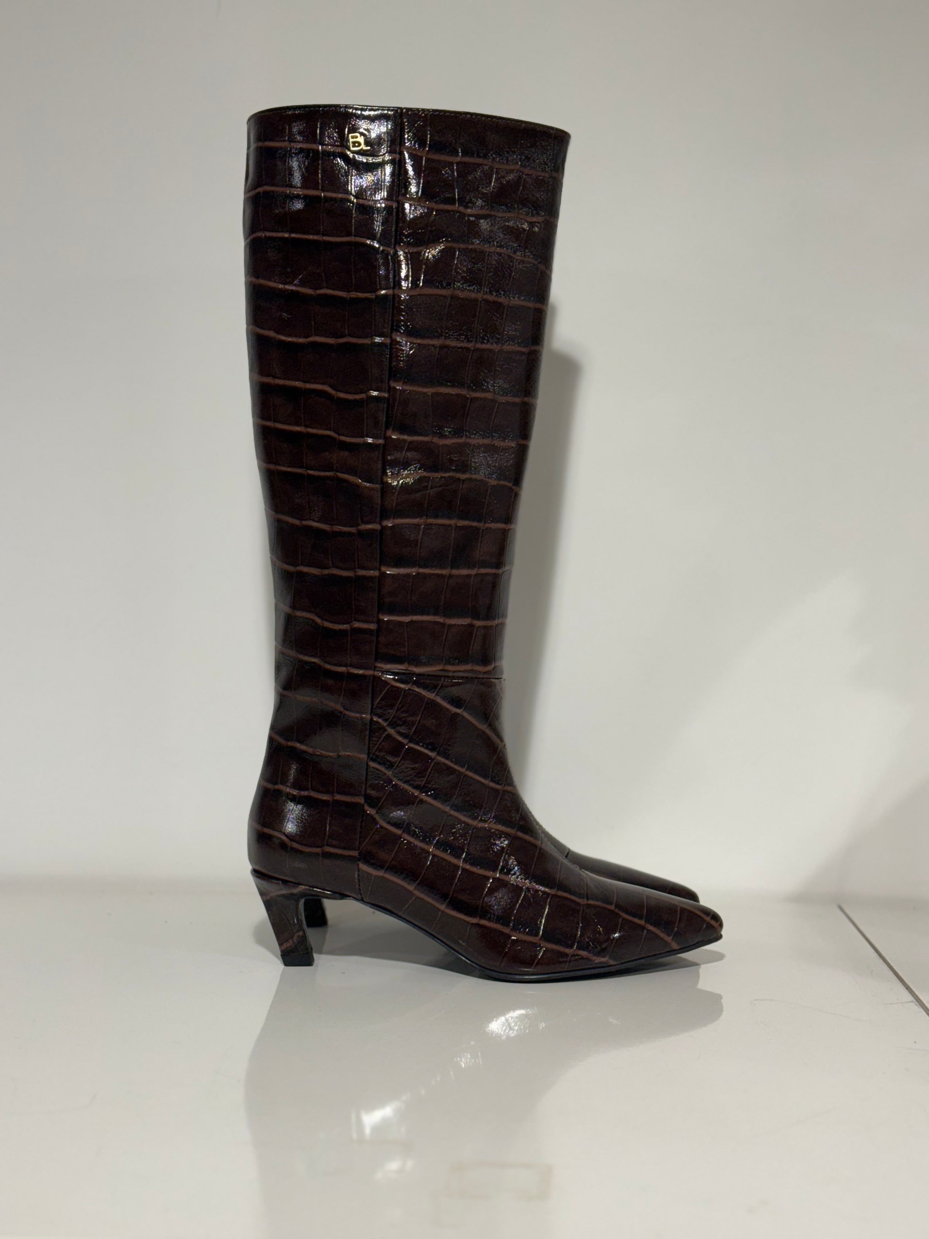 Babouche Maggy Croco Laarzen Donkerbruin