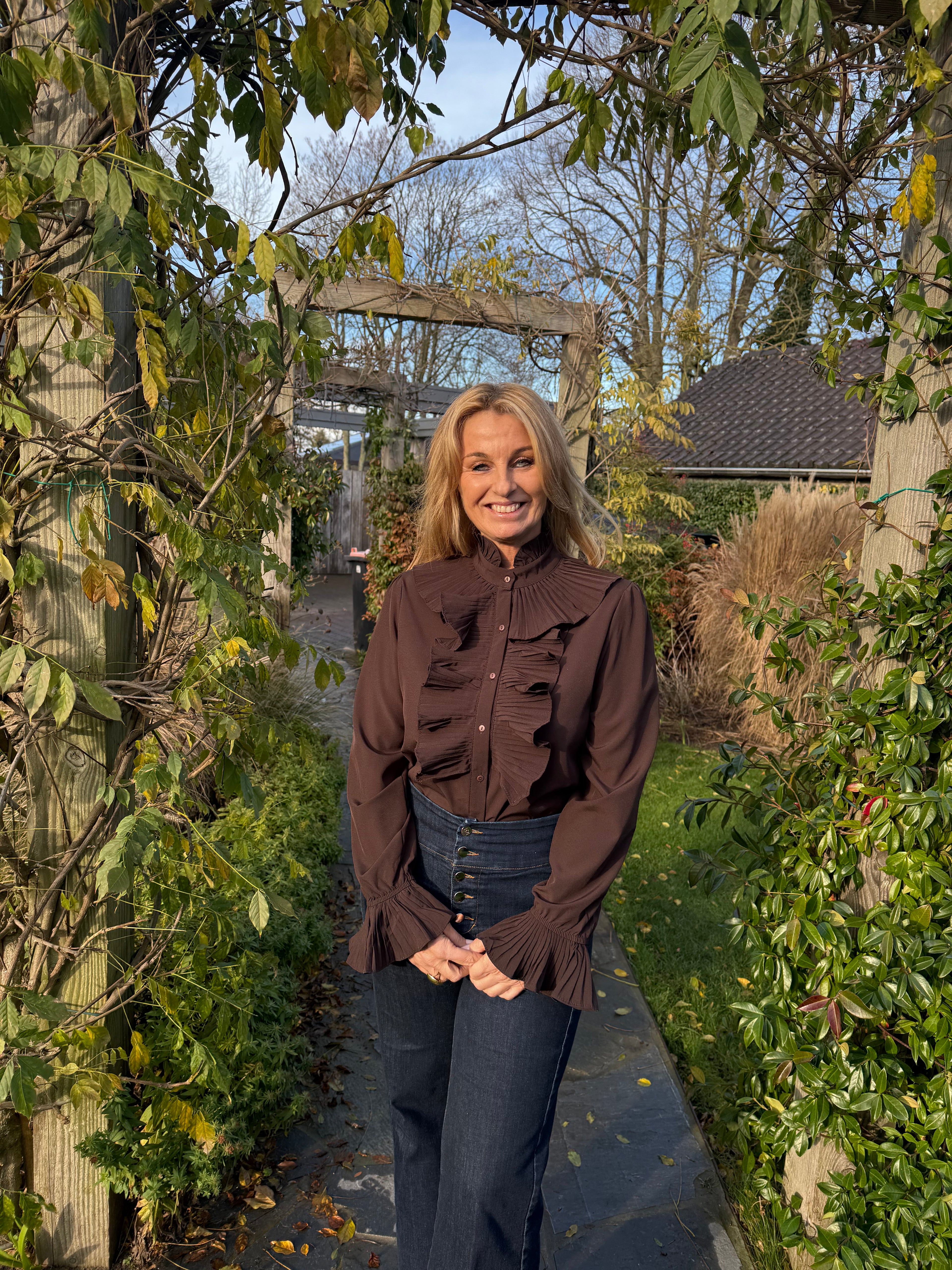 MVD Clothes Ruche blouse bruin