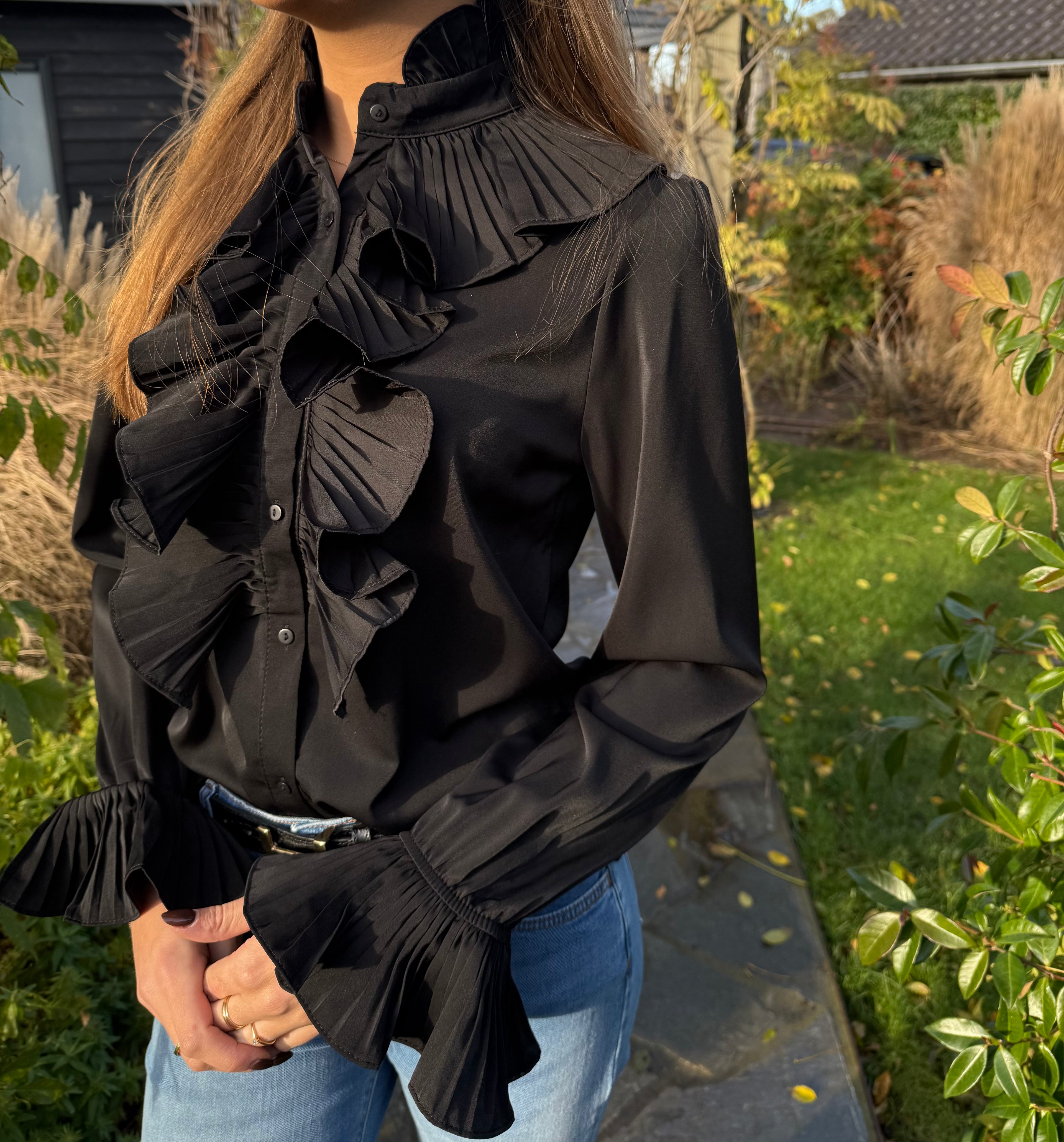 MVD Clothes Ruche blouse zwart