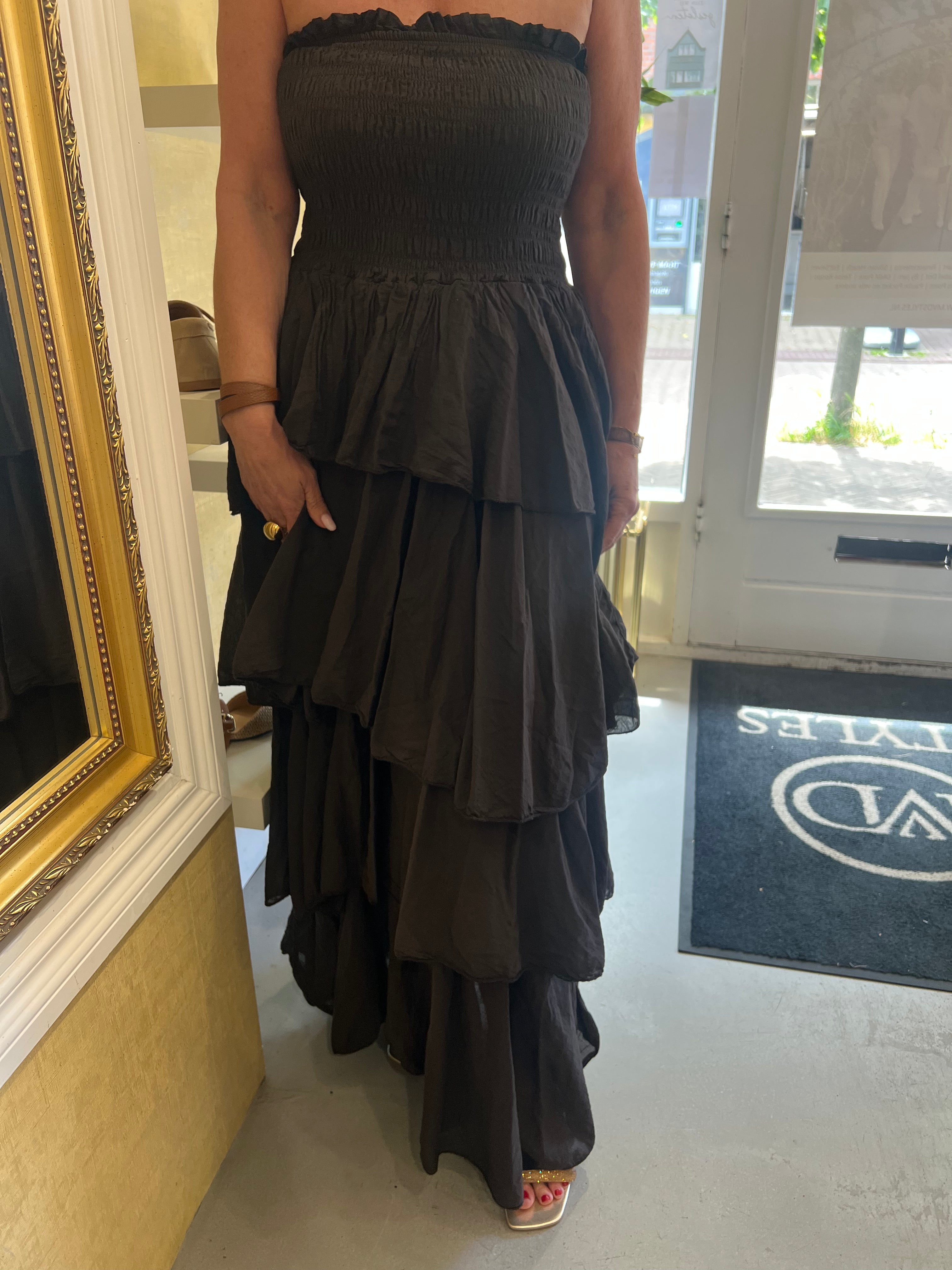 MVD Ruffle Maxi Jurk Bruin