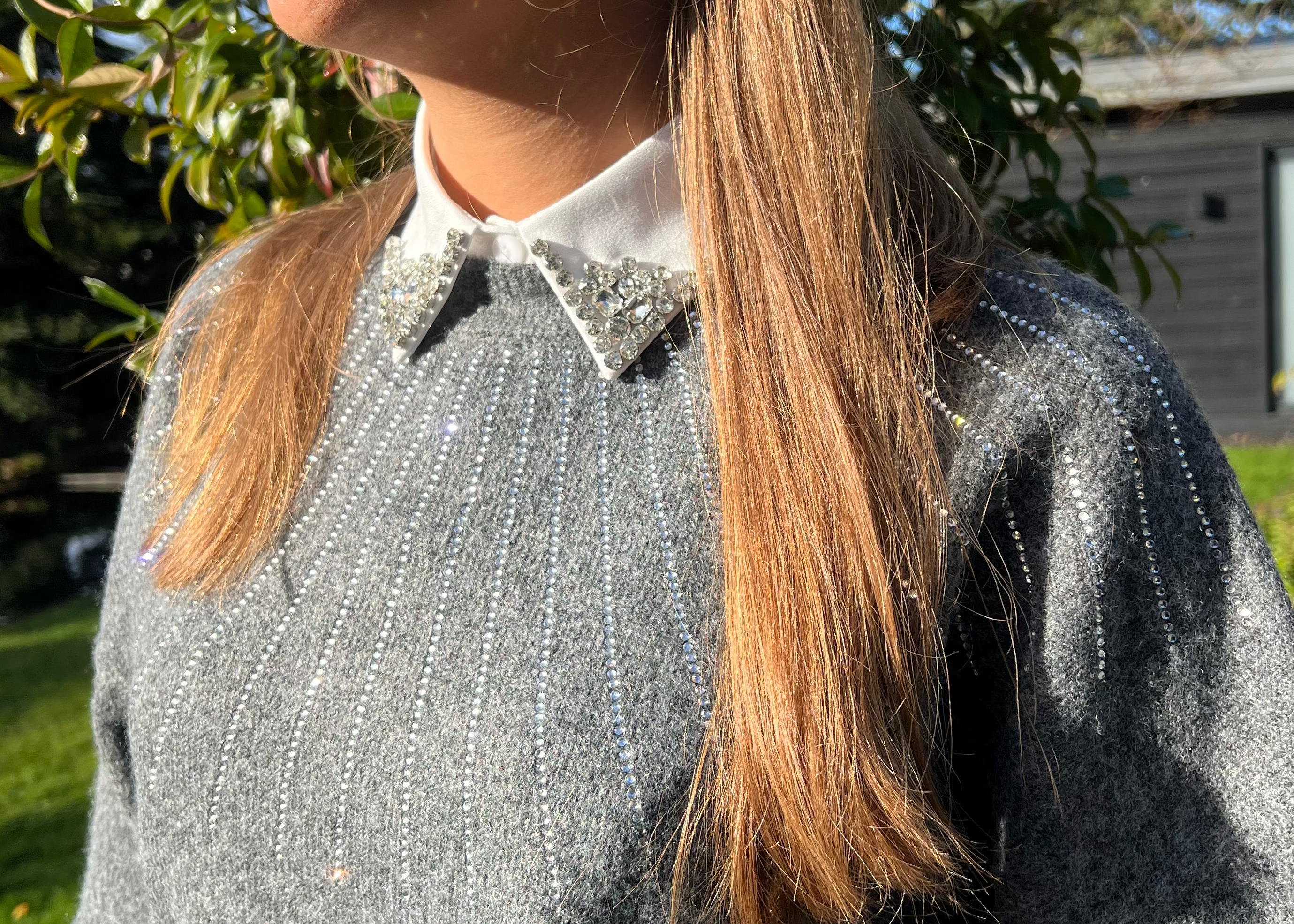 MVD Los kraagje met strass details wit