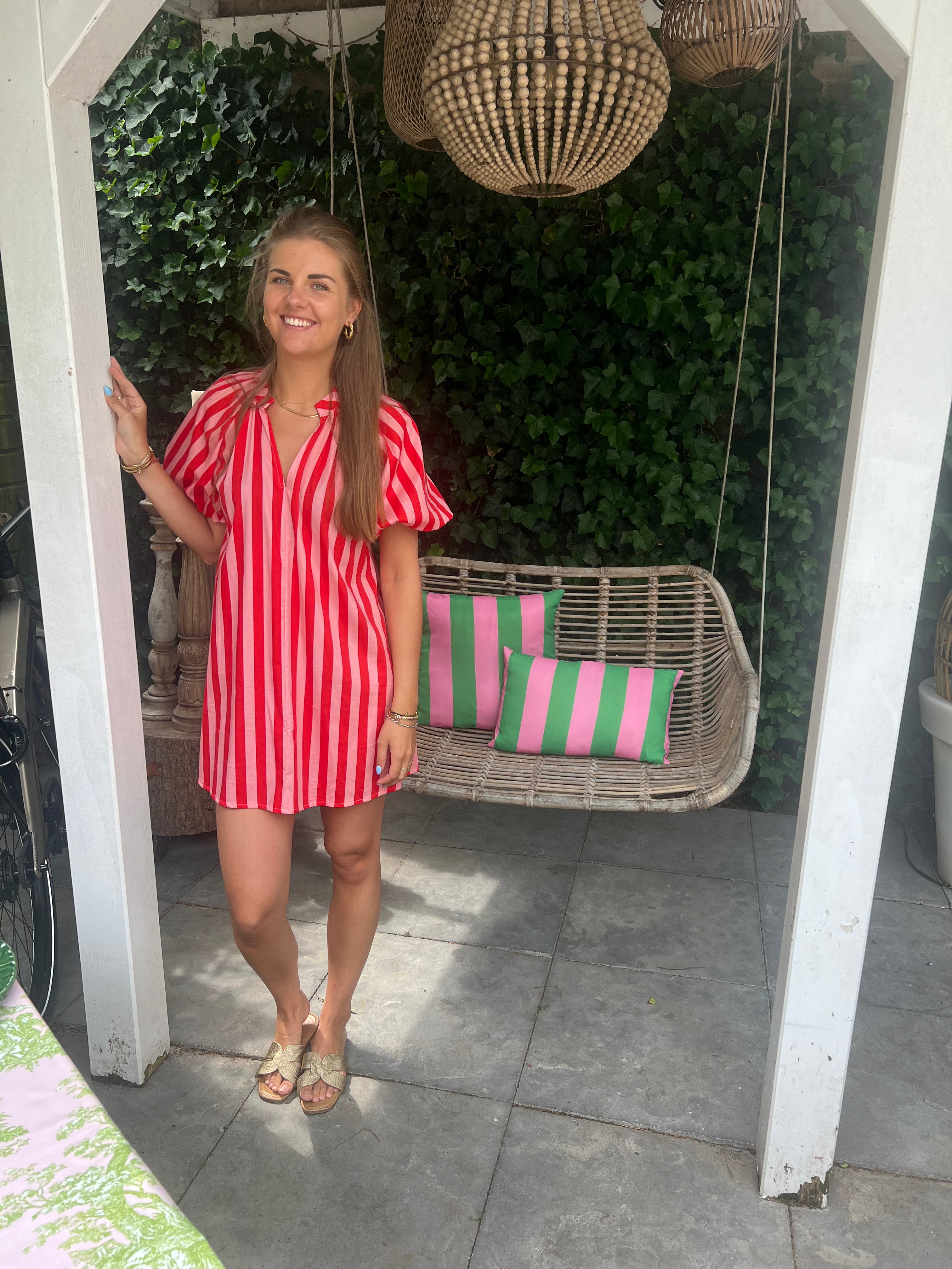 MVD Stripe Summer Dress Red & Pink