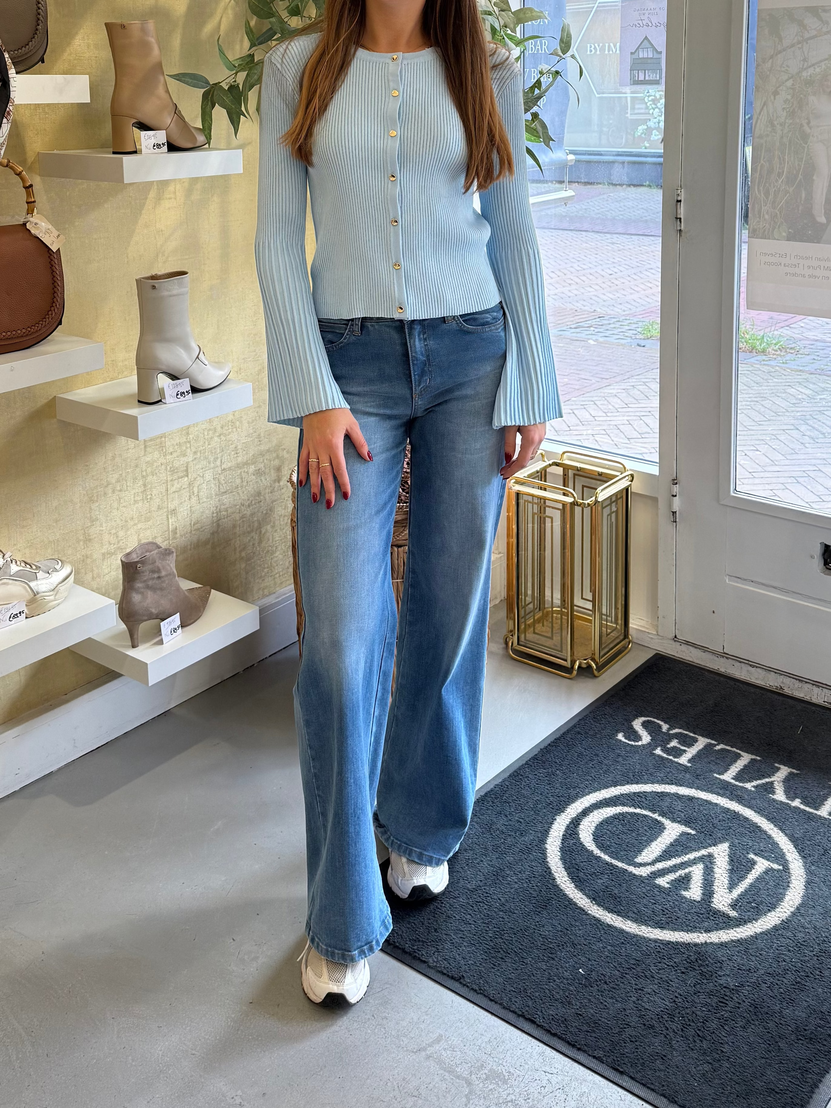 MVD Rib Top Flare Sleeve Lightblue