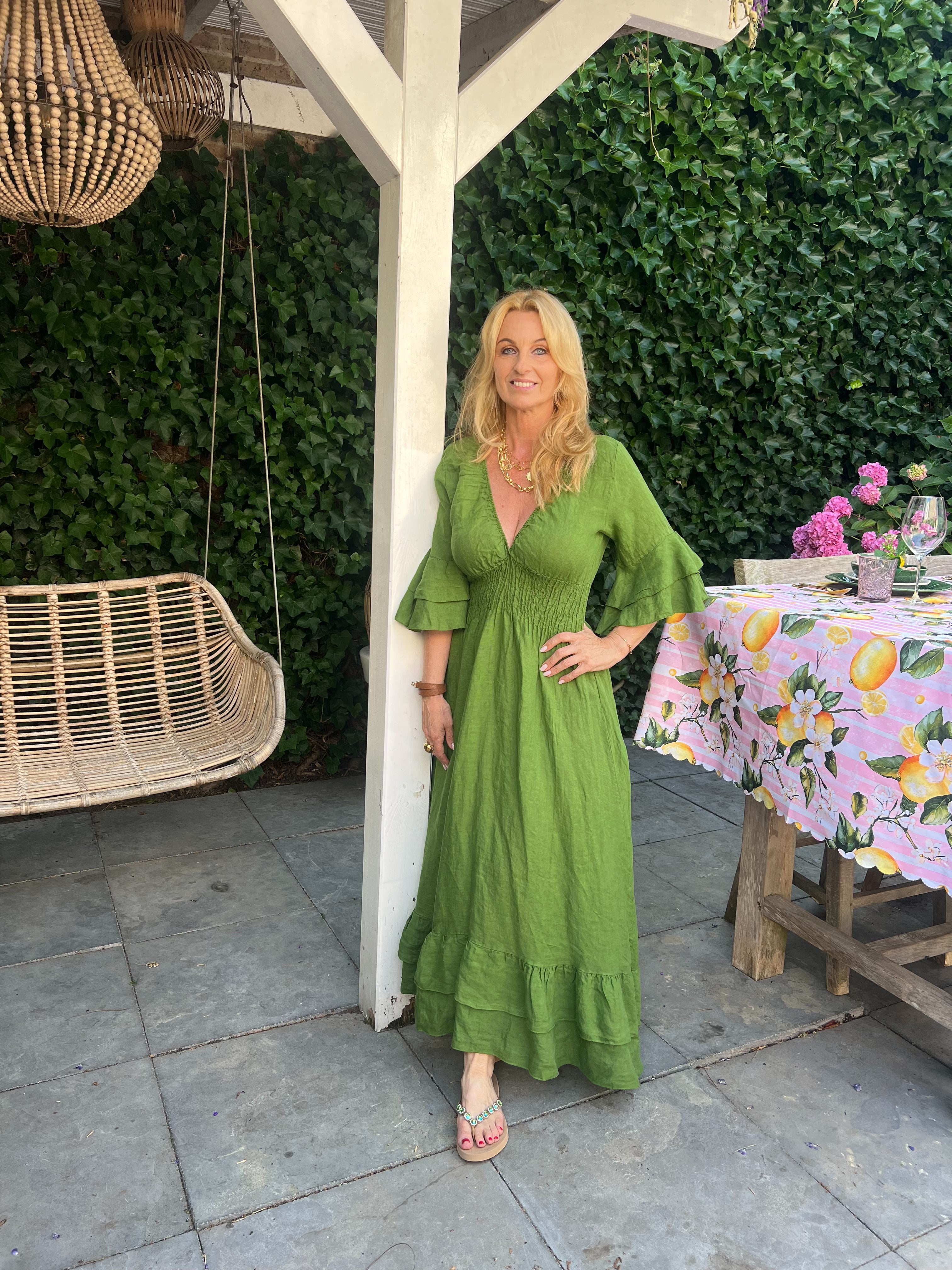 MVD Linen Maxi Dress Bella Groen
