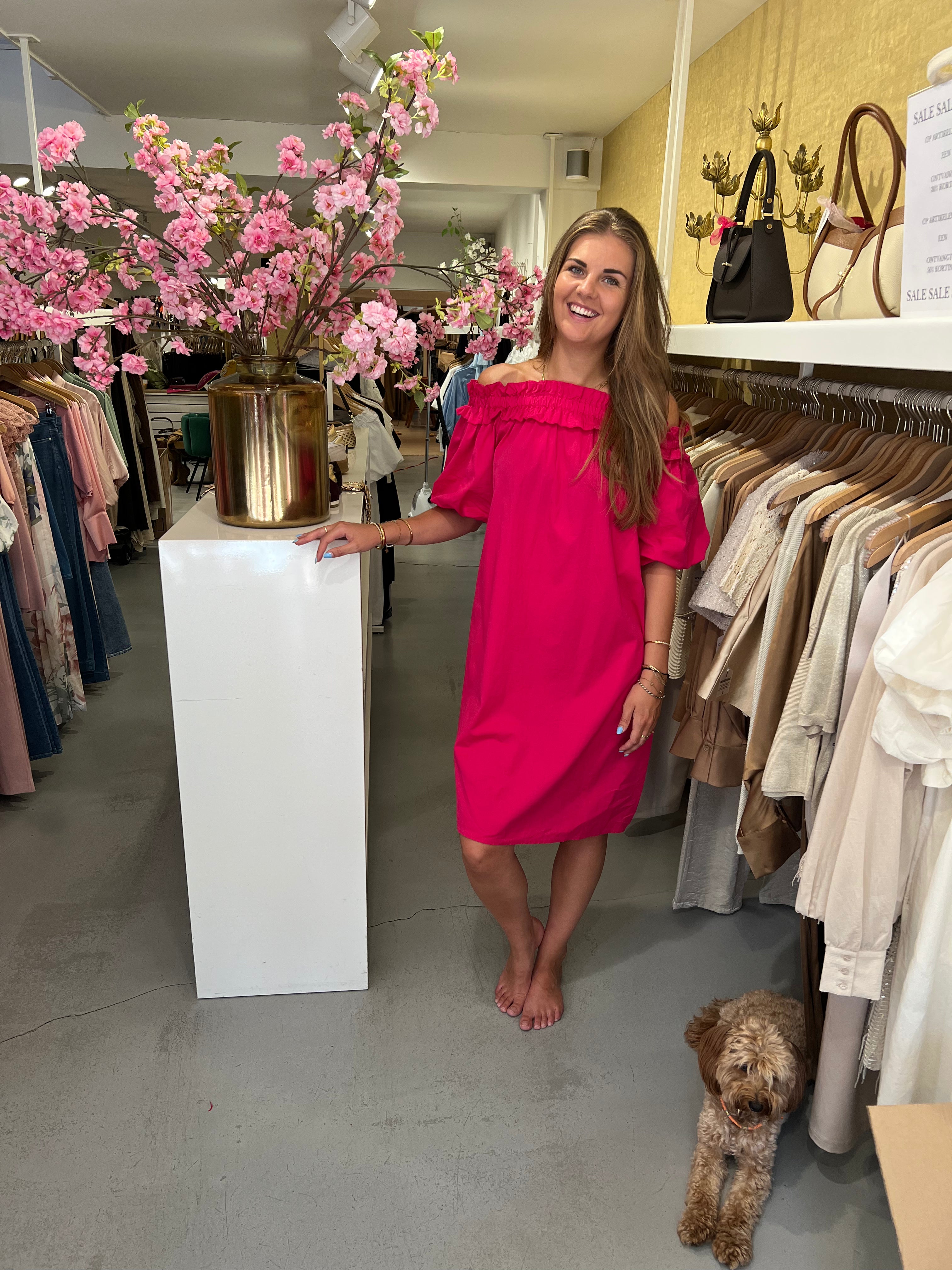 MVD Ibiza Midi Jurk Fuchsia