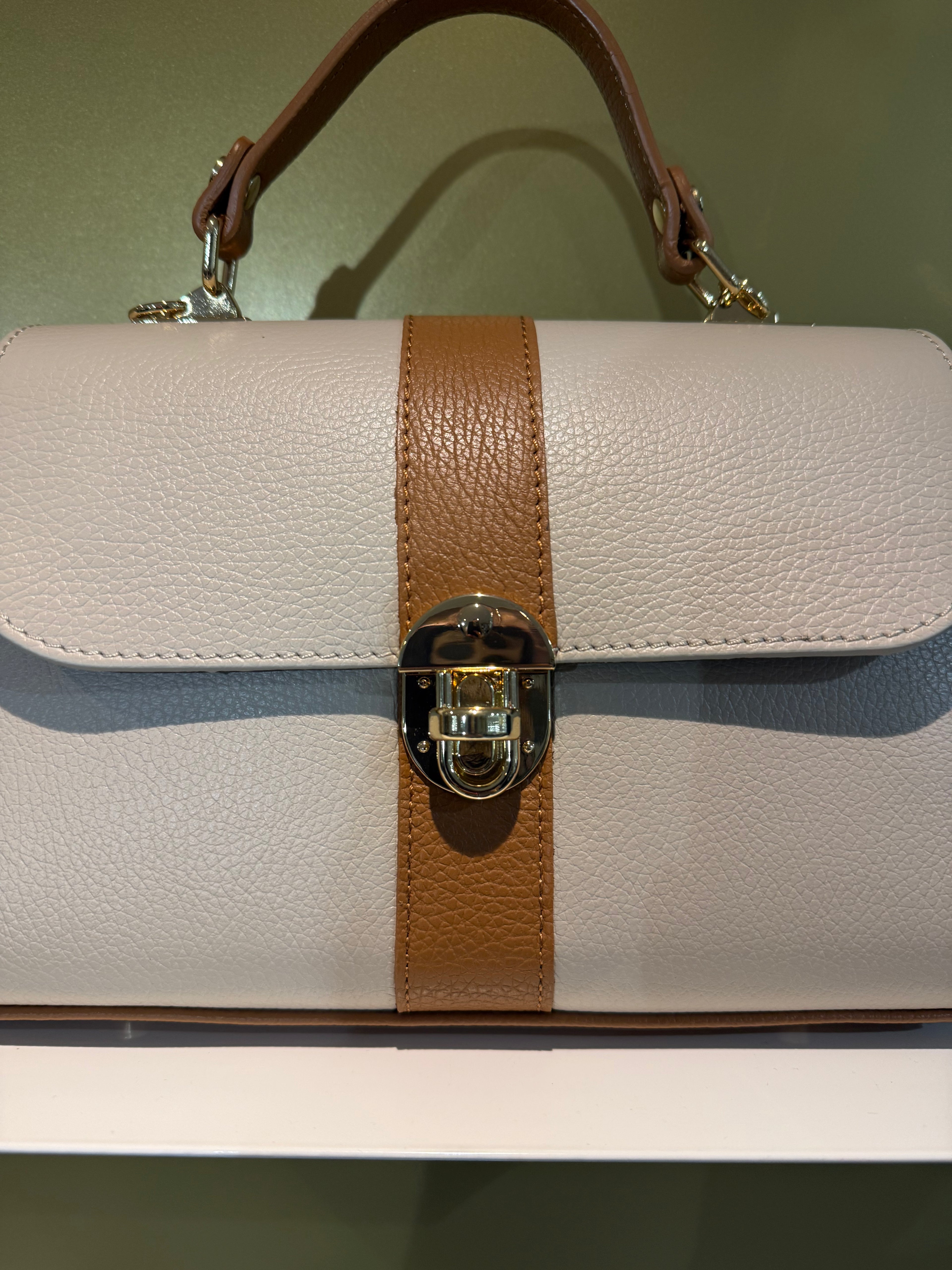 MVD Leather Classic Bag – Ivory & Tan