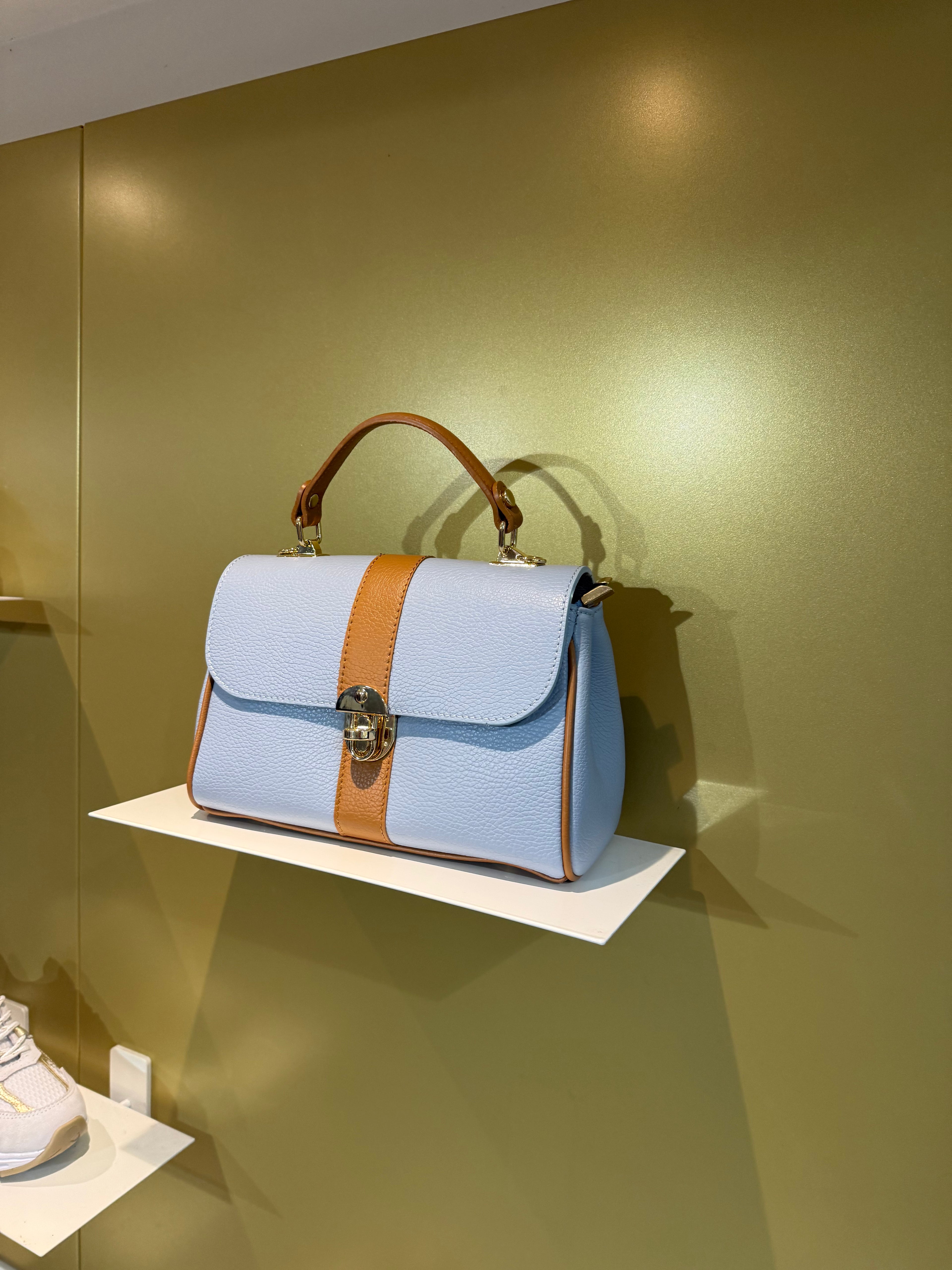 MVD Leather Classic Bag – Light Blue & Tan