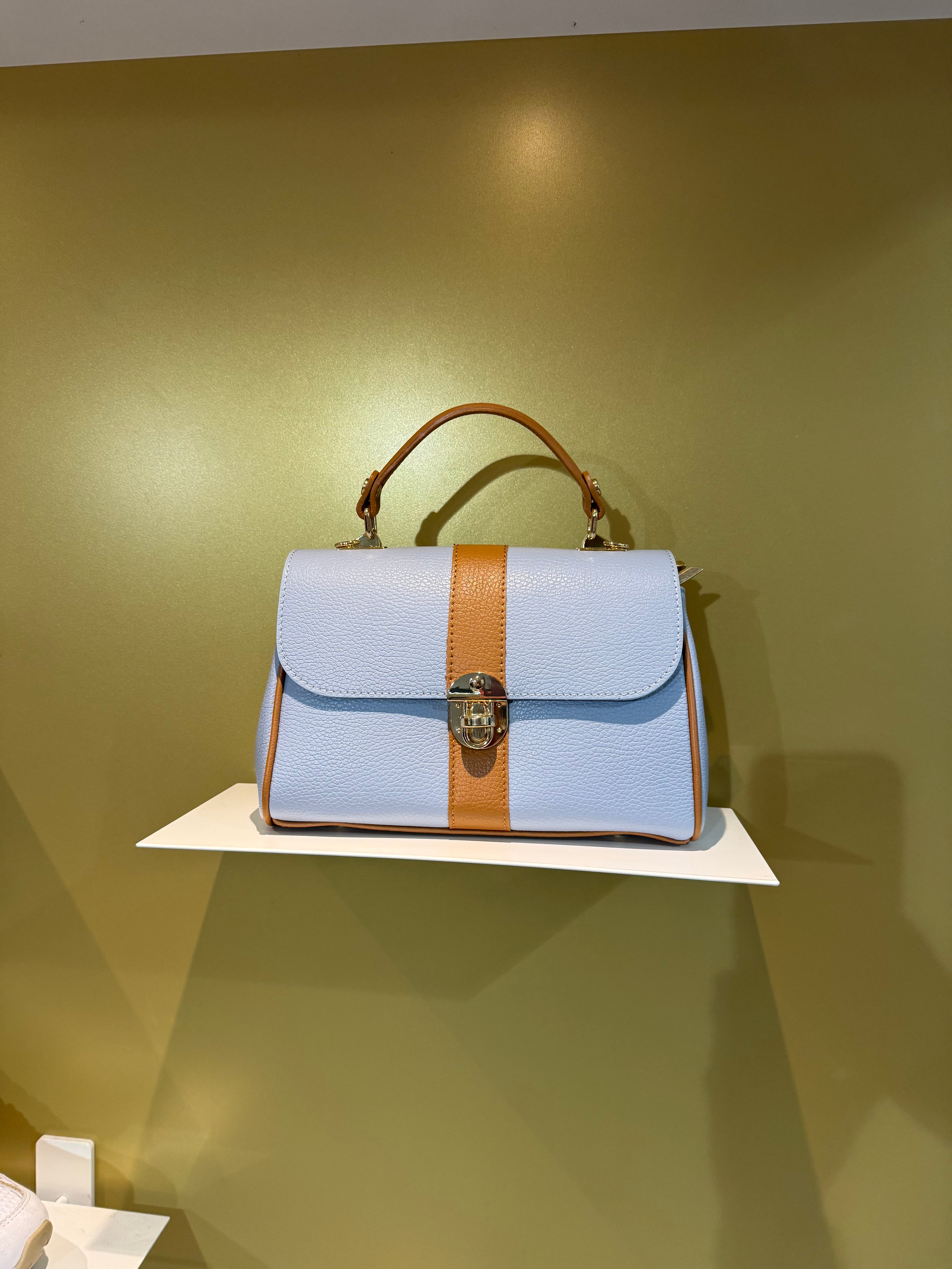 MVD Leather Classic Bag – Light Blue & Tan