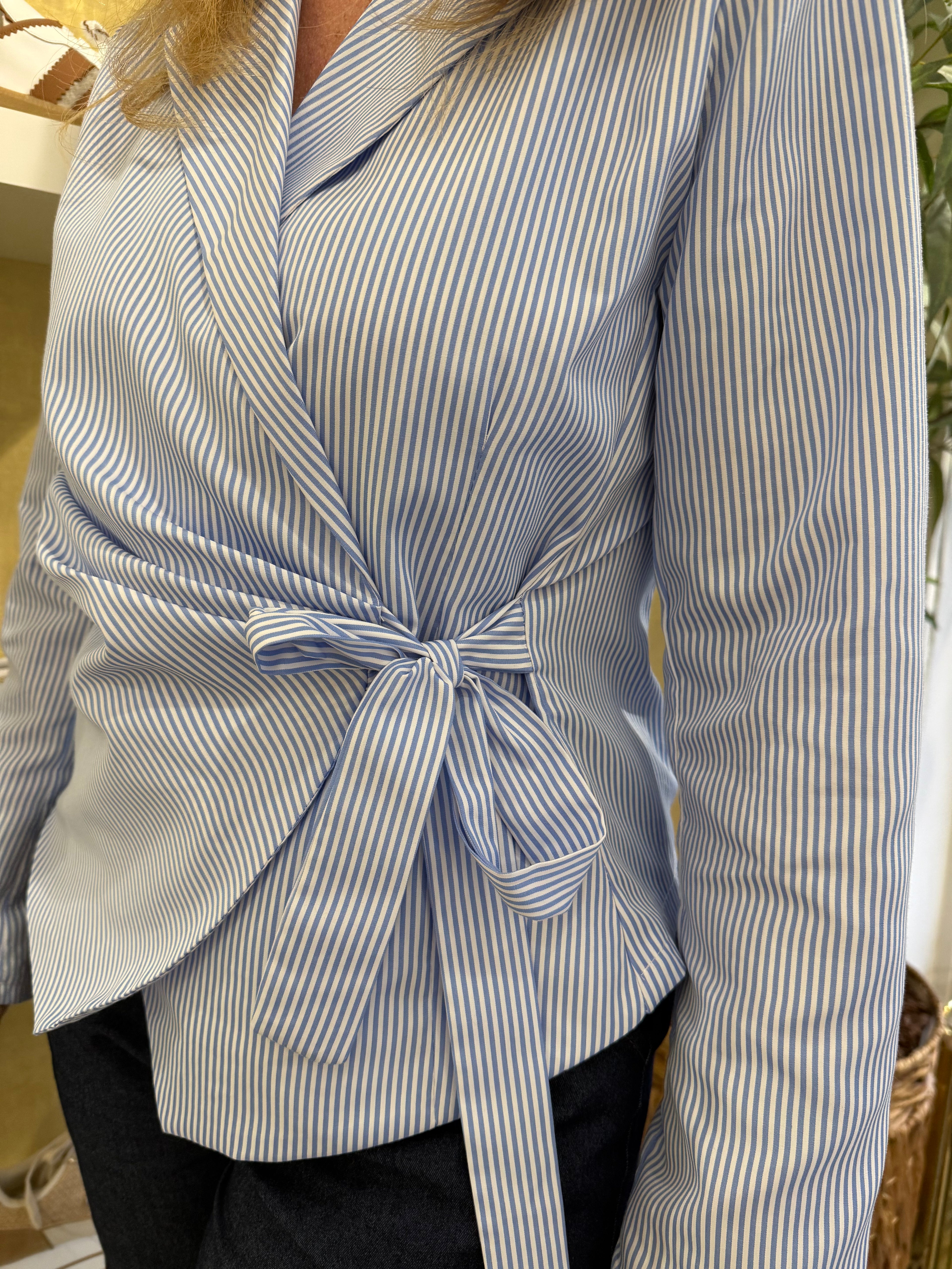 MVD Overslag Blouse Blauwe Streep