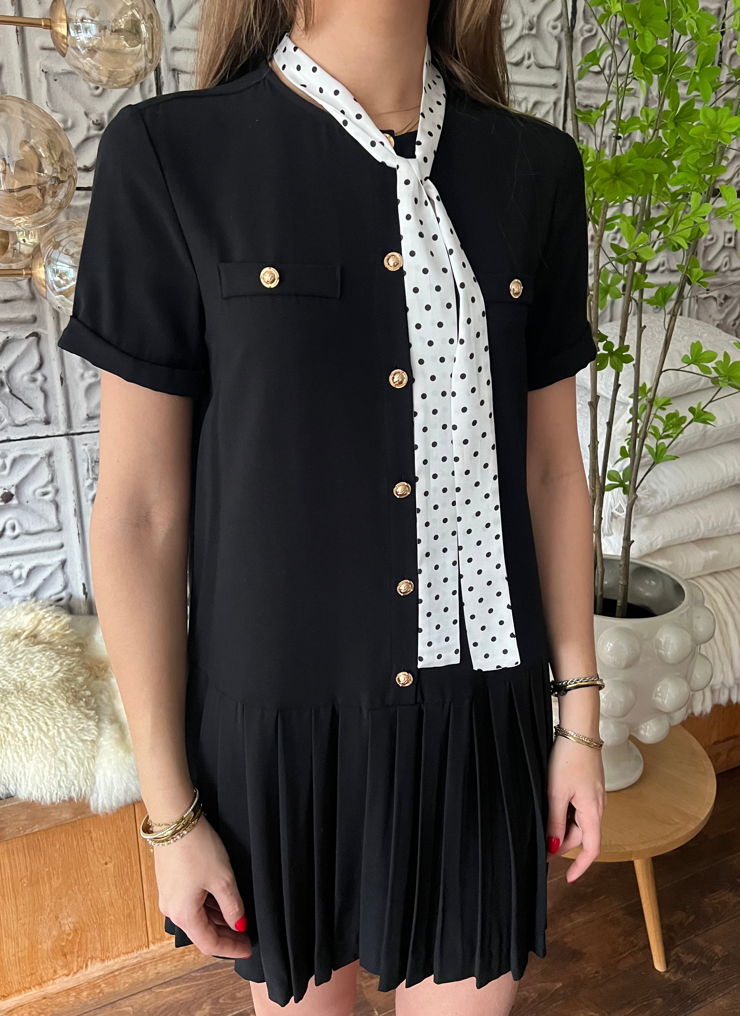 Silvian Heach Bow Detail Dress – Black