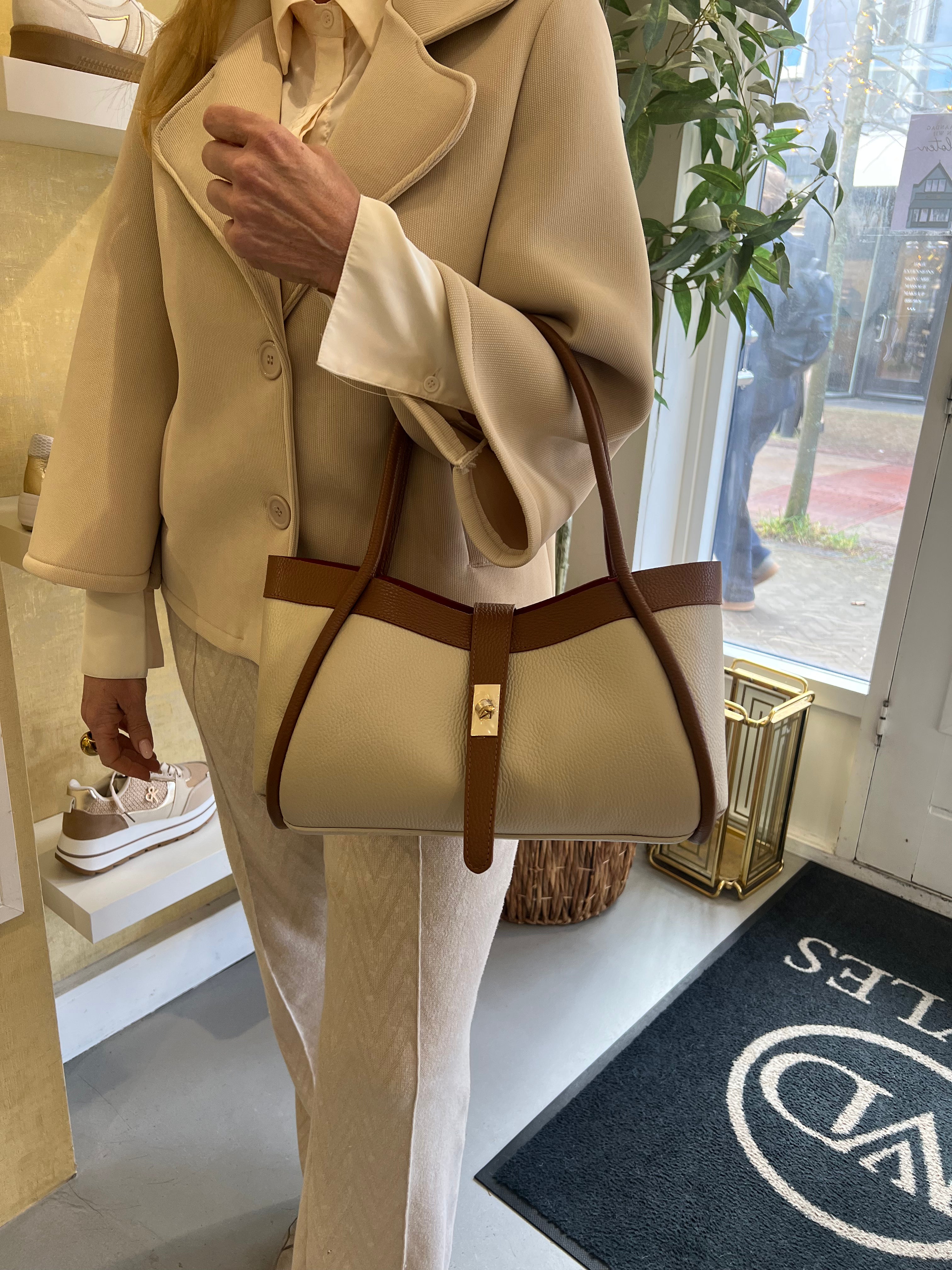 MVD Elegant Duo Tone Handbag Beige/Tan