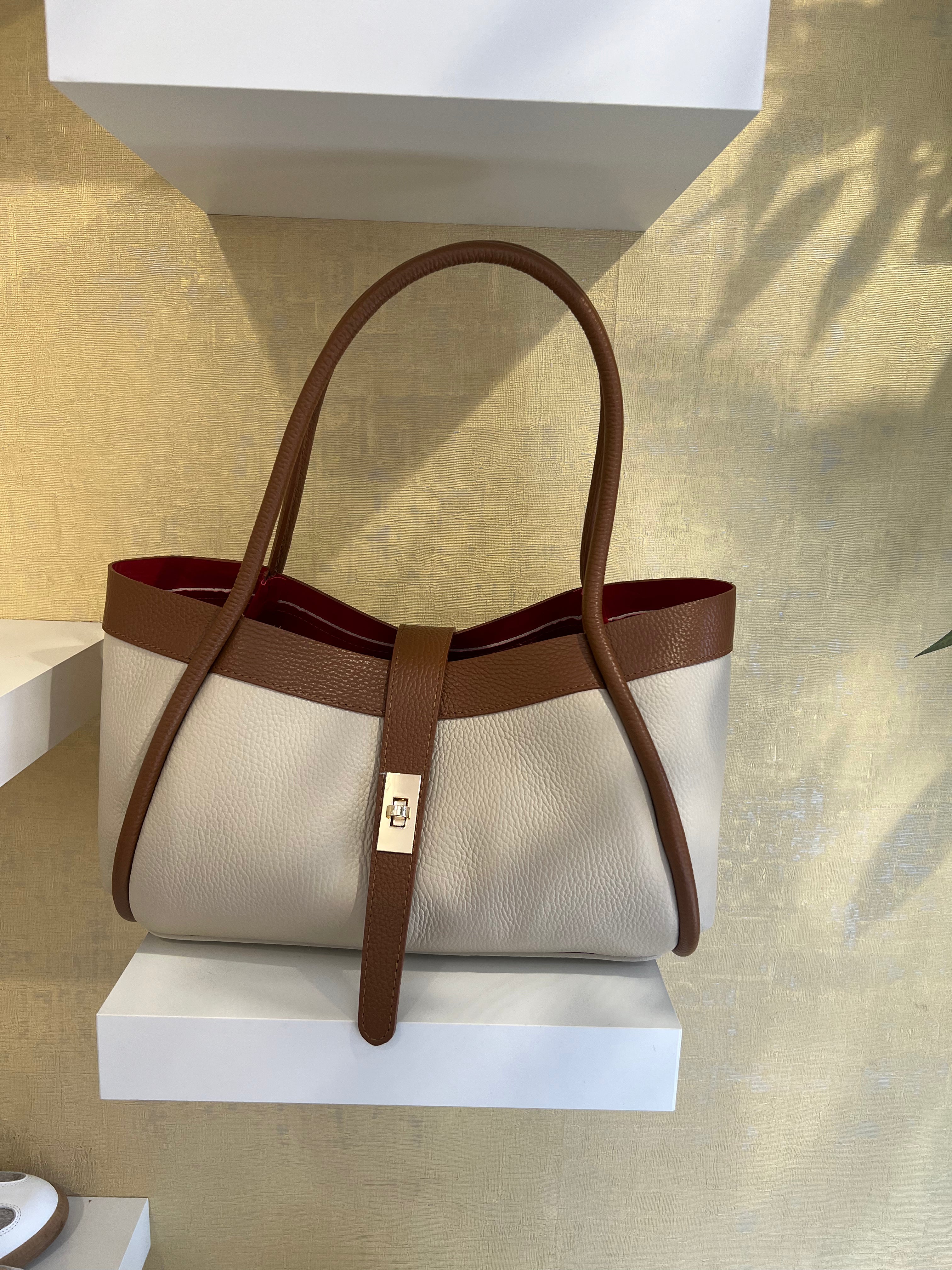 MVD Elegant Duo Tone Handbag Beige/Tan
