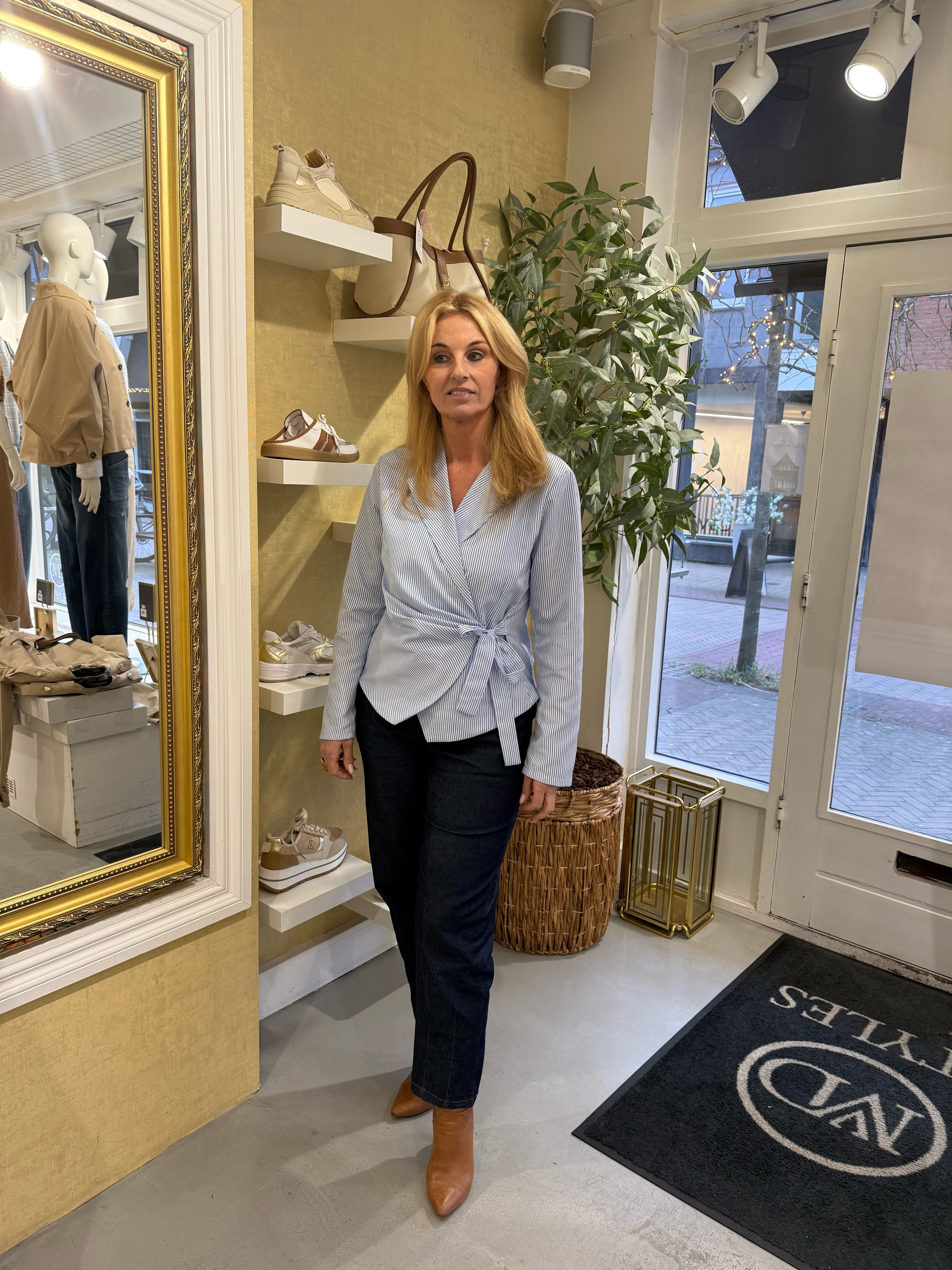 MVD Overslag Blouse Blauwe Streep