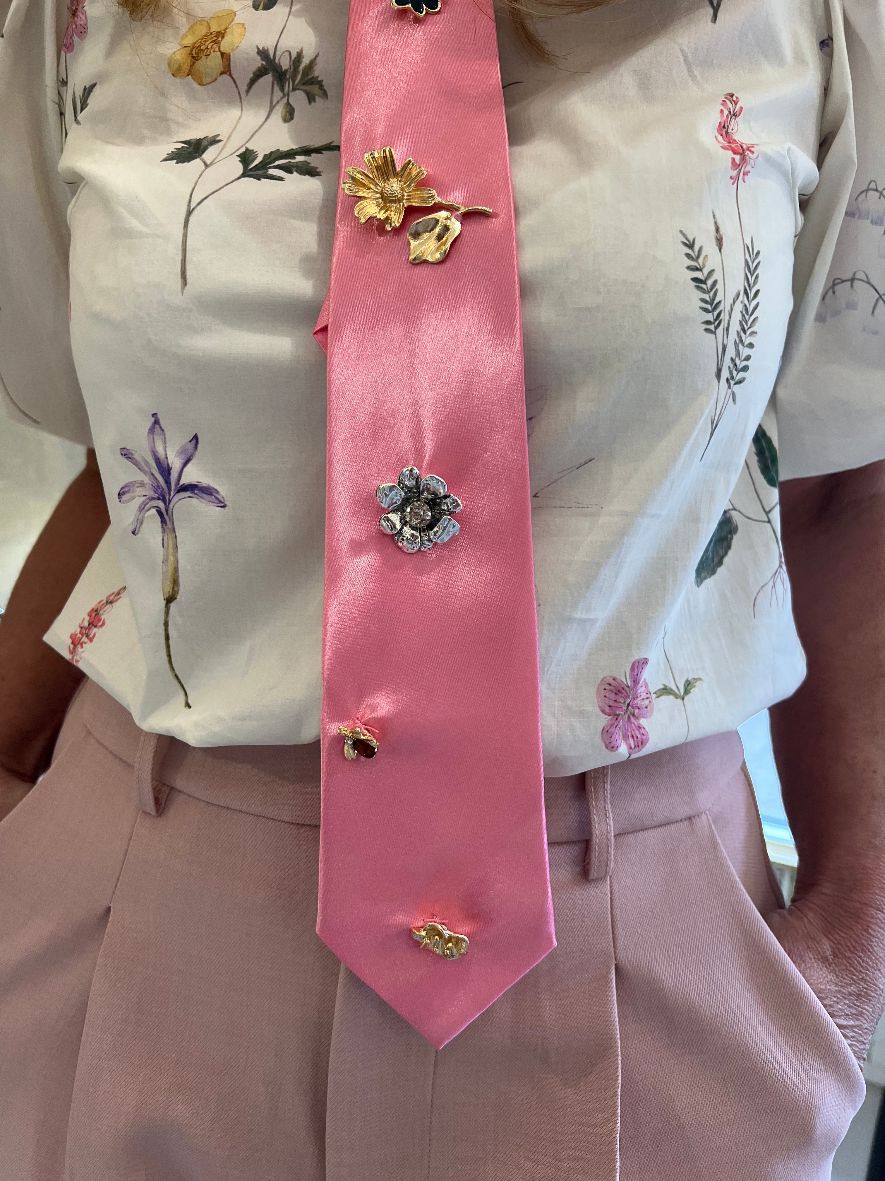 MVD Stropdas Bloom Broches Pink