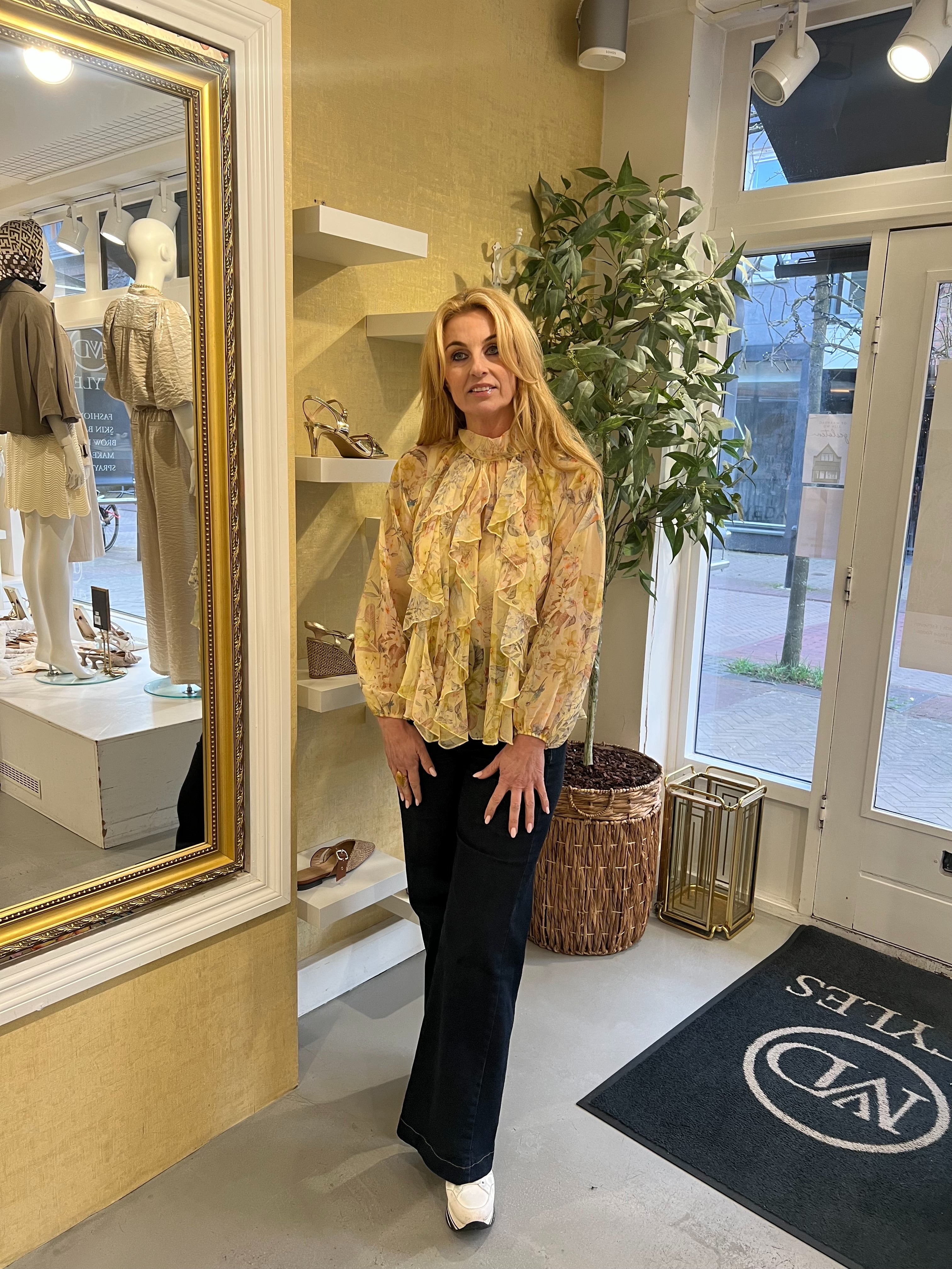 MVD Yellow Bloom Ruffle Blouse