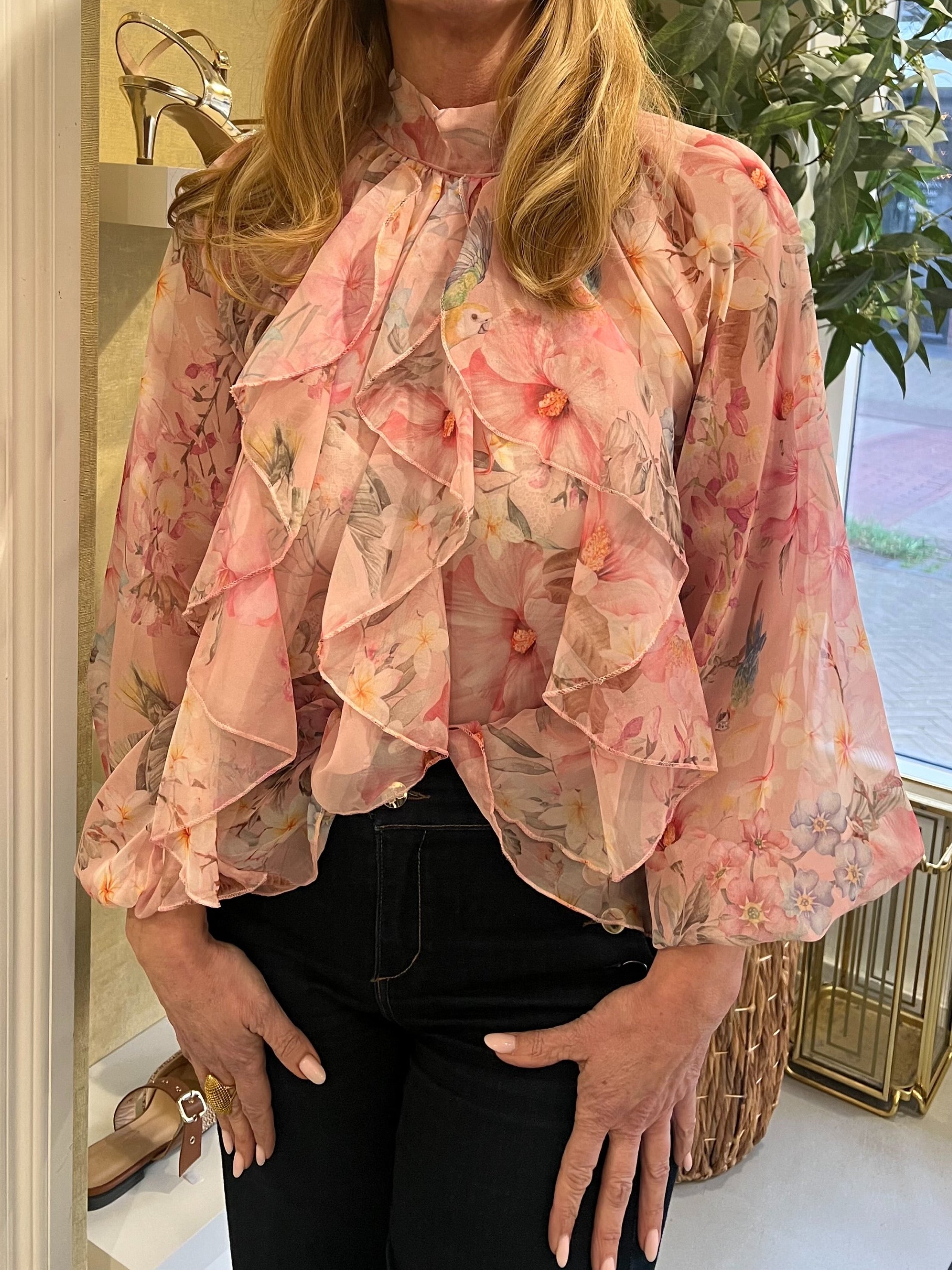 MVD Pink Bloom Ruffle Blouse