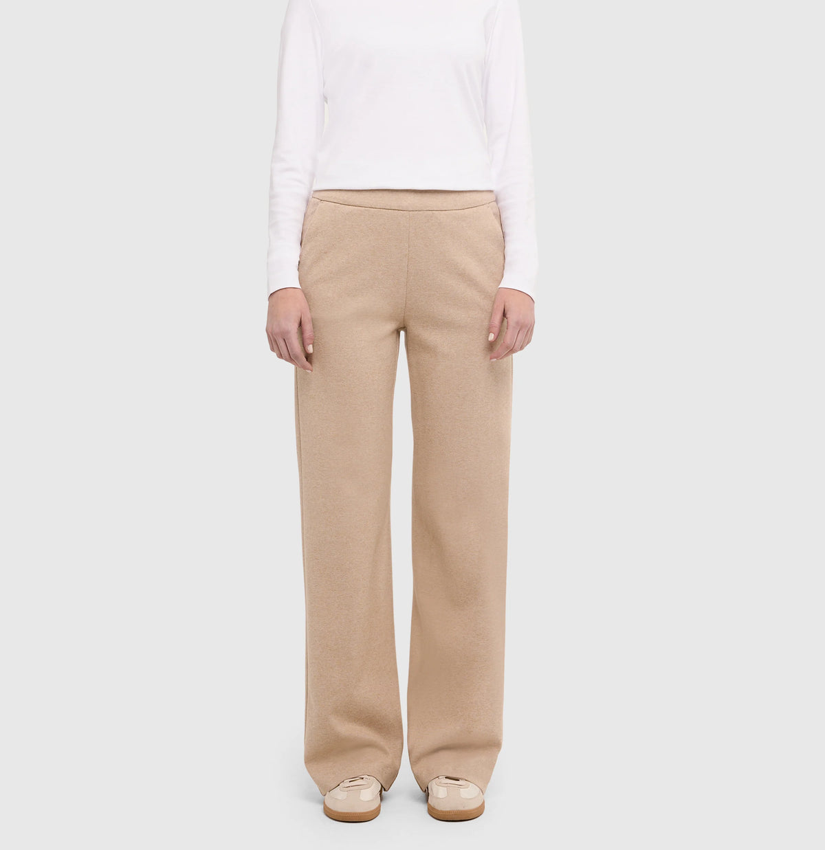 MAC Chiara Wide Leg Pantalon – Oyster Melange