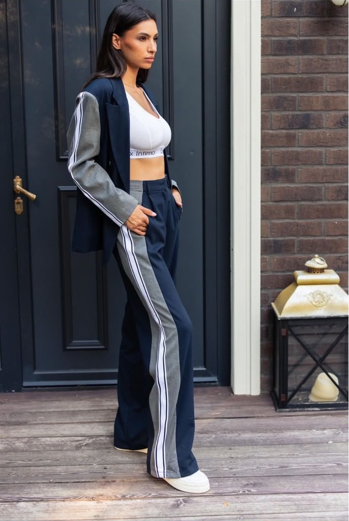 Rhyme & Hype Wide Leg Pantalon Detail Navy