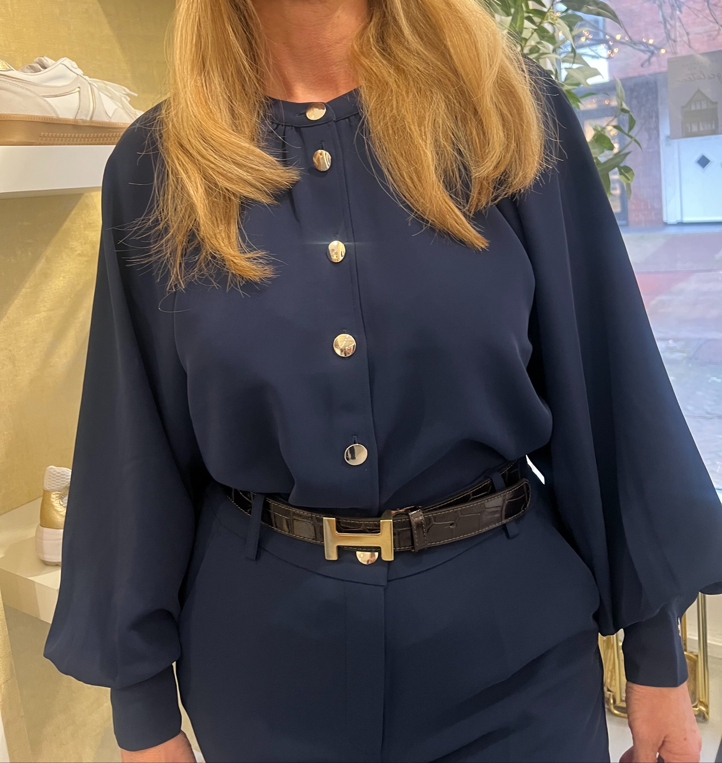 Label Dot Blouse Amanda – Navy