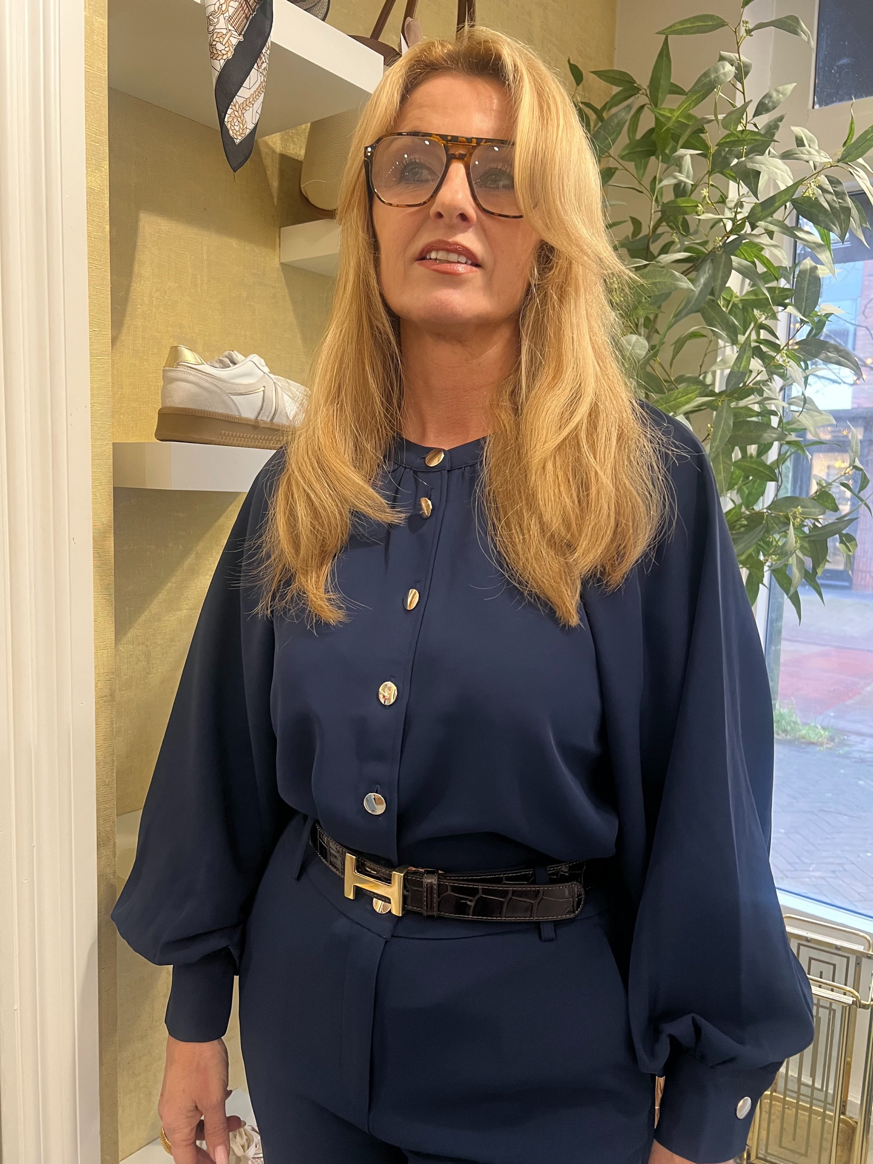 Label Dot Blouse Amanda – Navy
