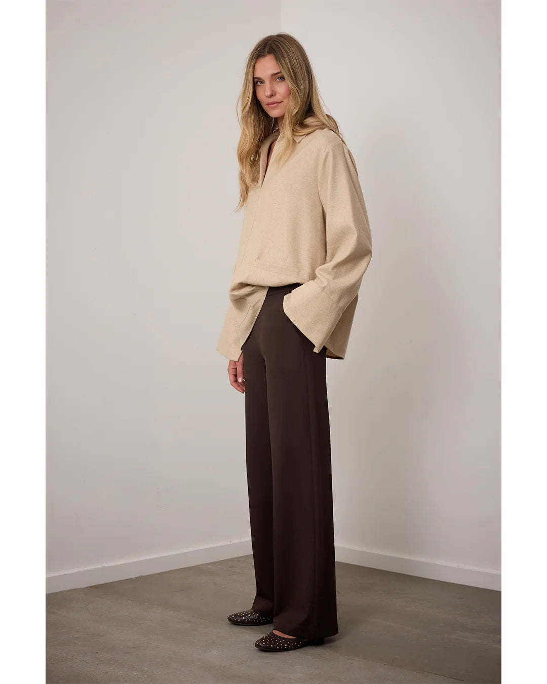 Corel Lily wide leg broek bruin