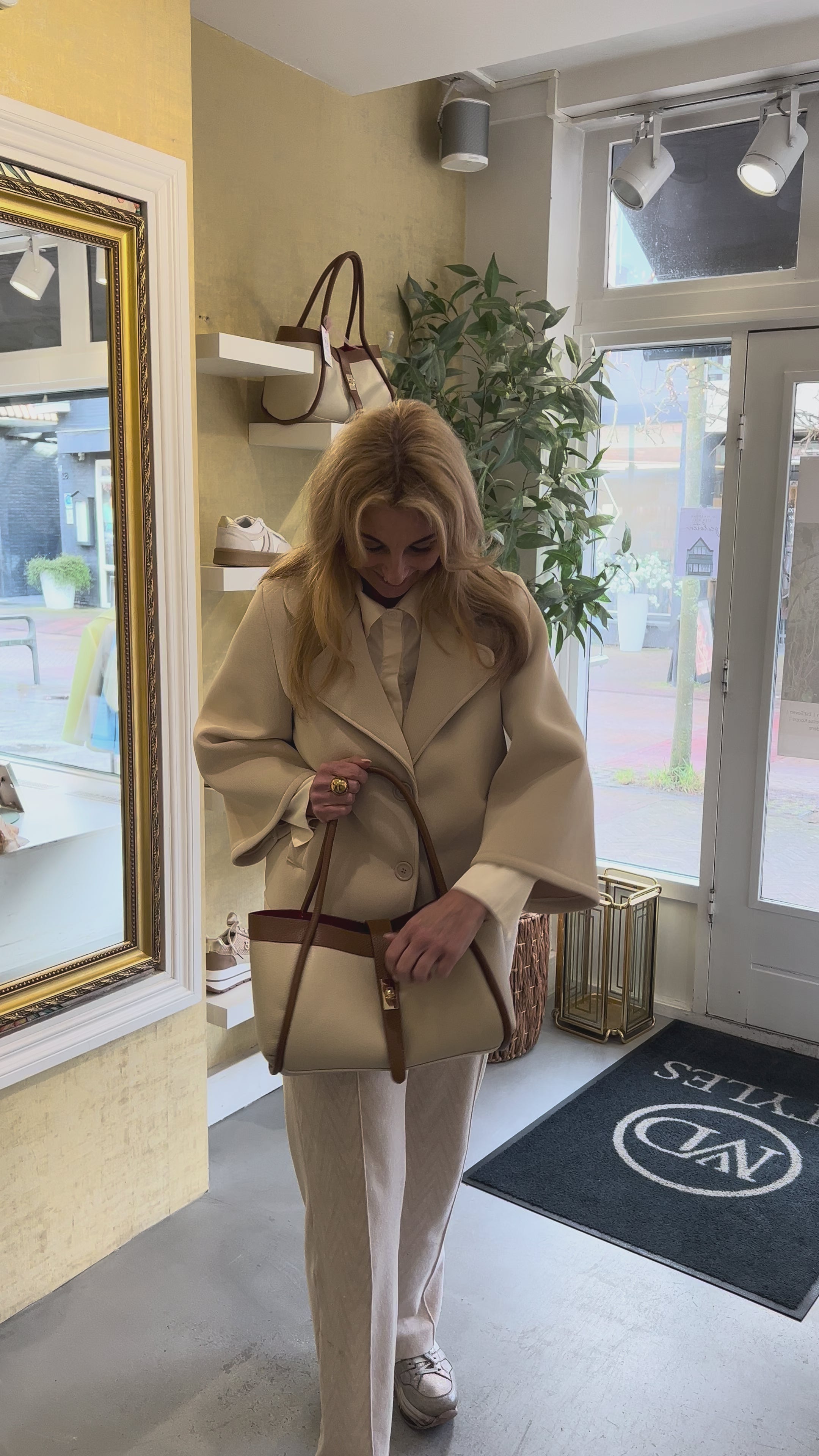 MVD Elegant Duo Tone Handbag Beige/Tan