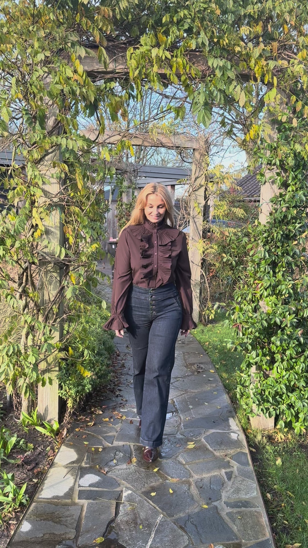 MVD Clothes Ruche blouse bruin