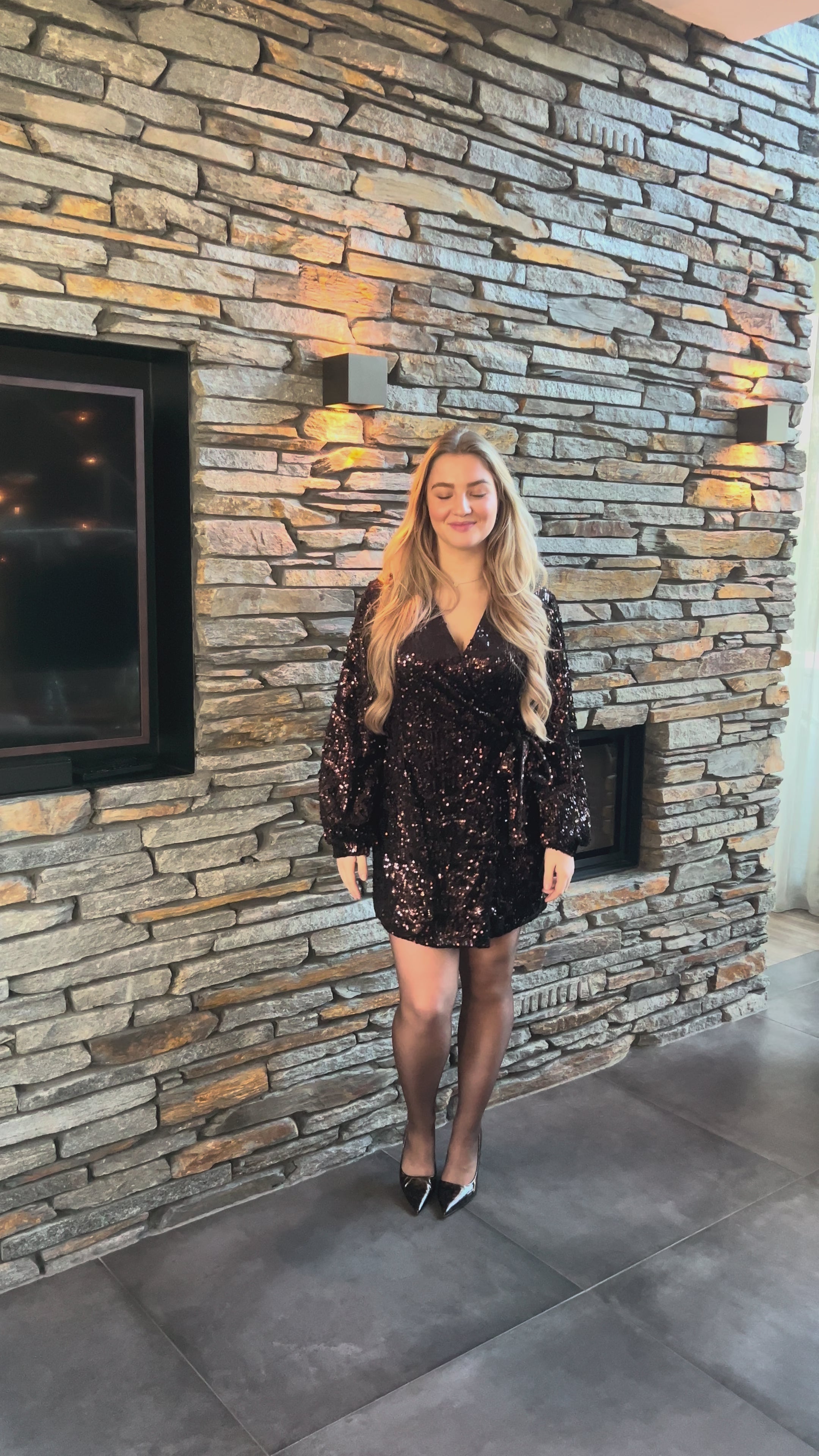 MVD Clothes Pailletten jurkje bruin