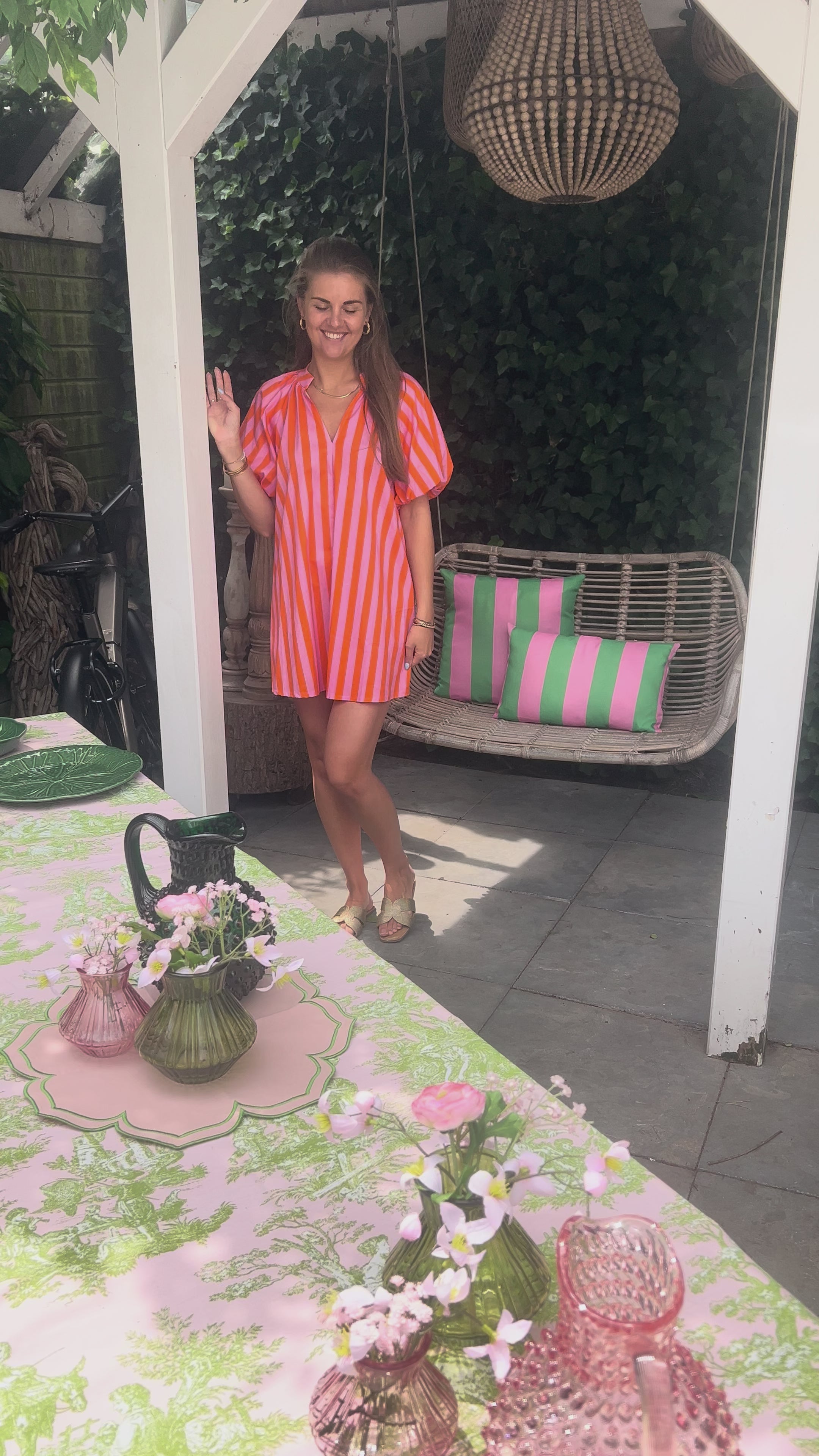 MVD Stripe Summer Dress Pink & Orange