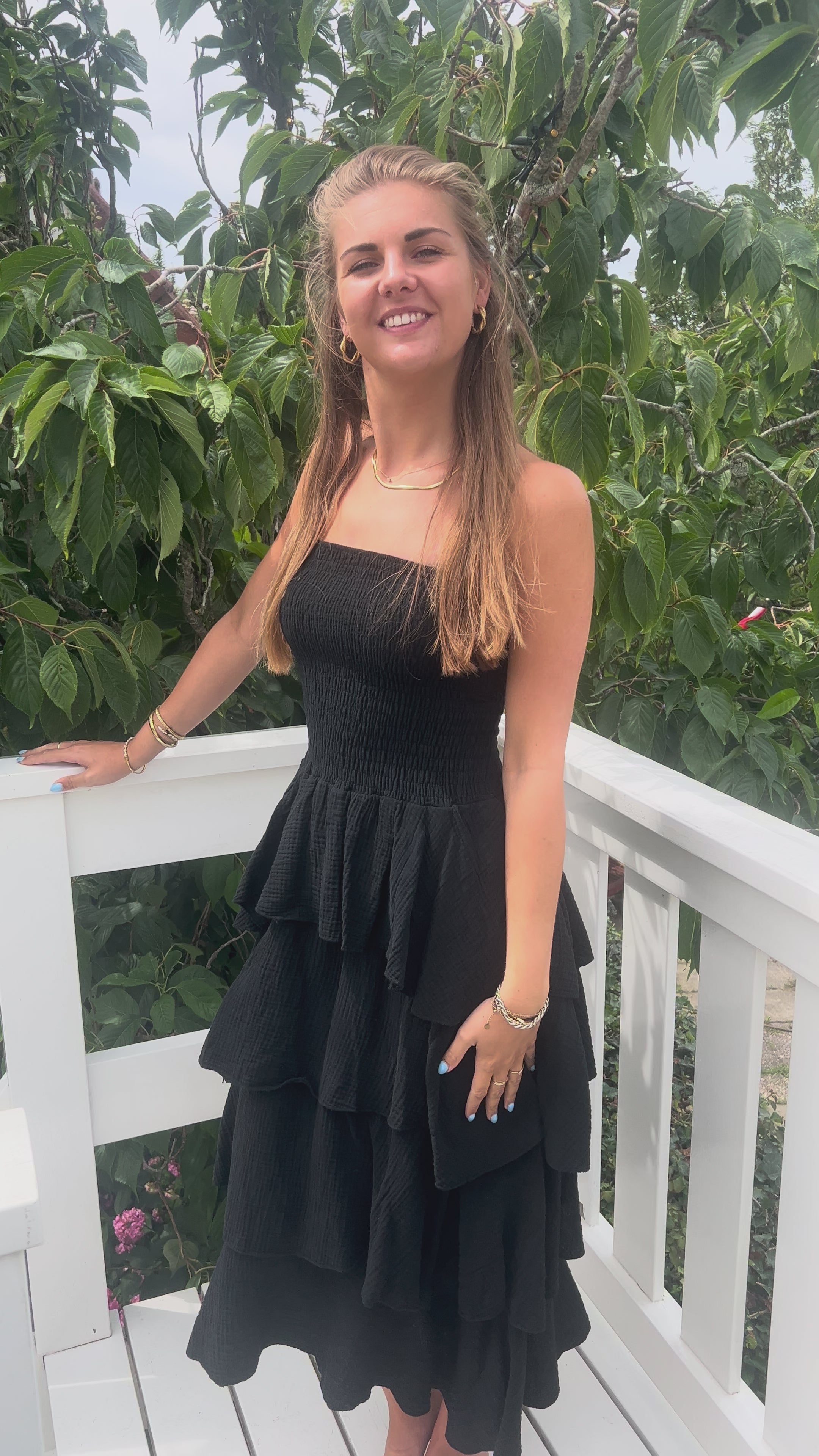 MVD Mousseline Strapless Maxi Jurk Zwart