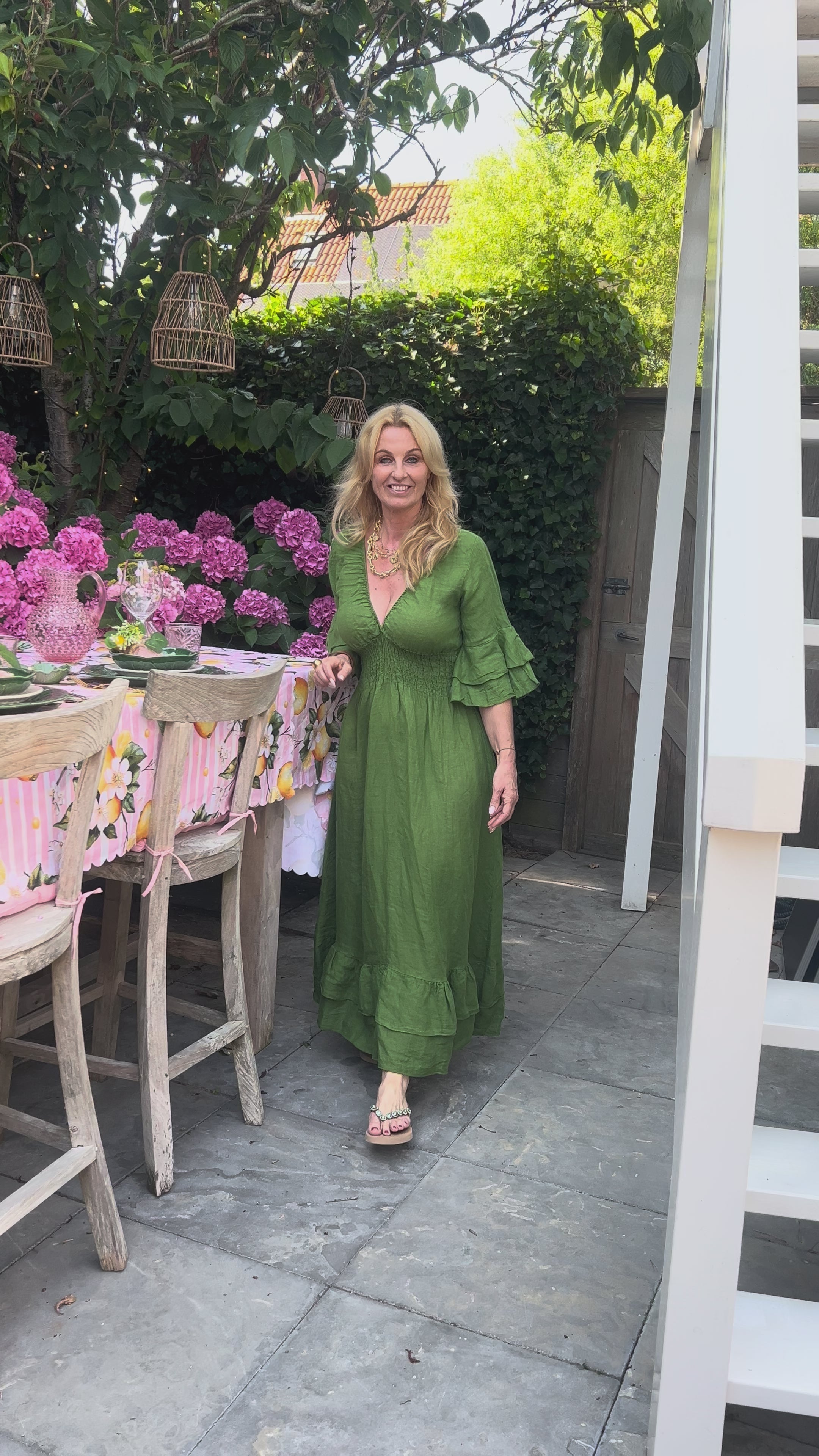 MVD Linen Maxi Dress Bella Groen
