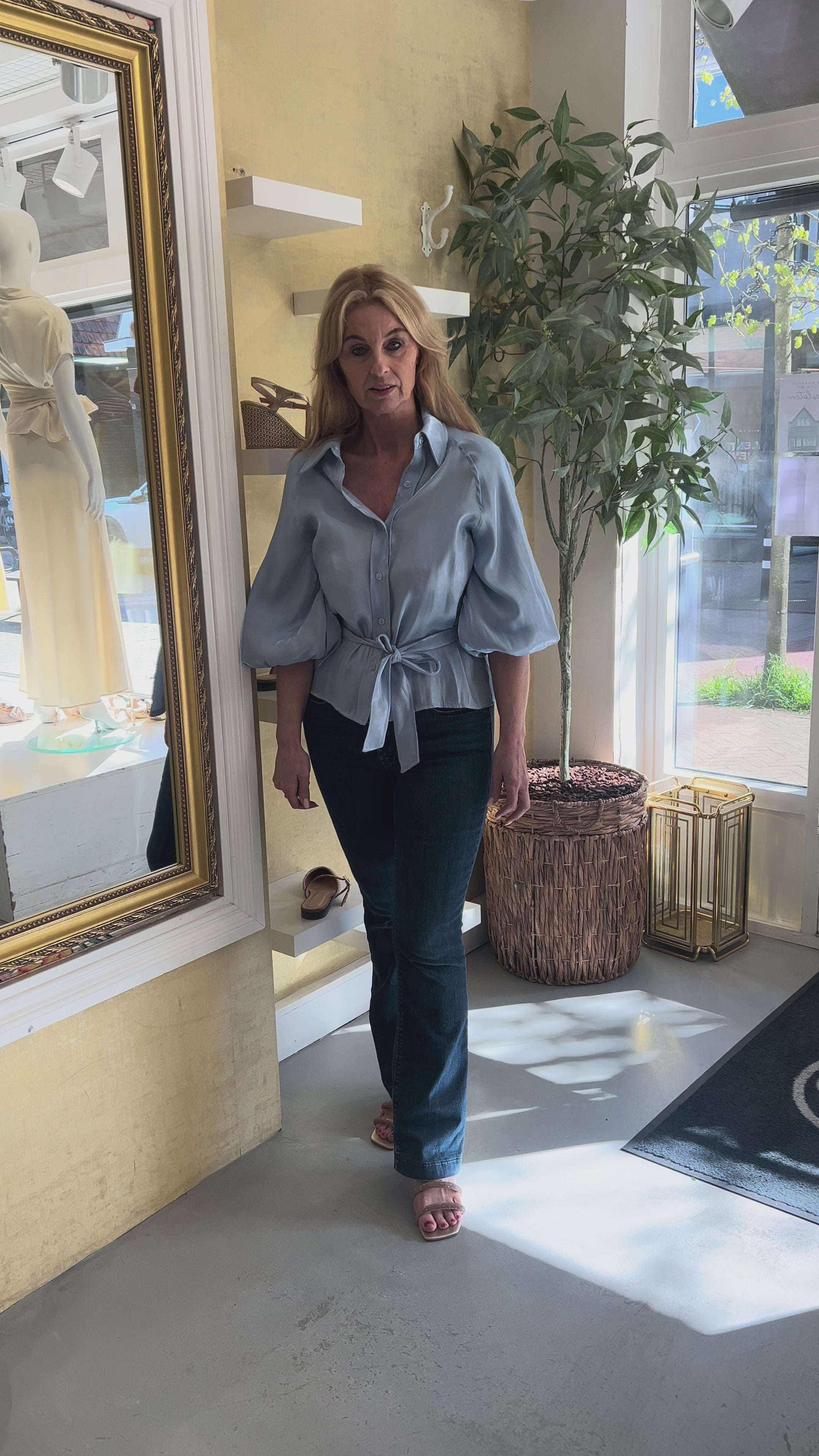 MVD Satin Look Blouse Light Blue