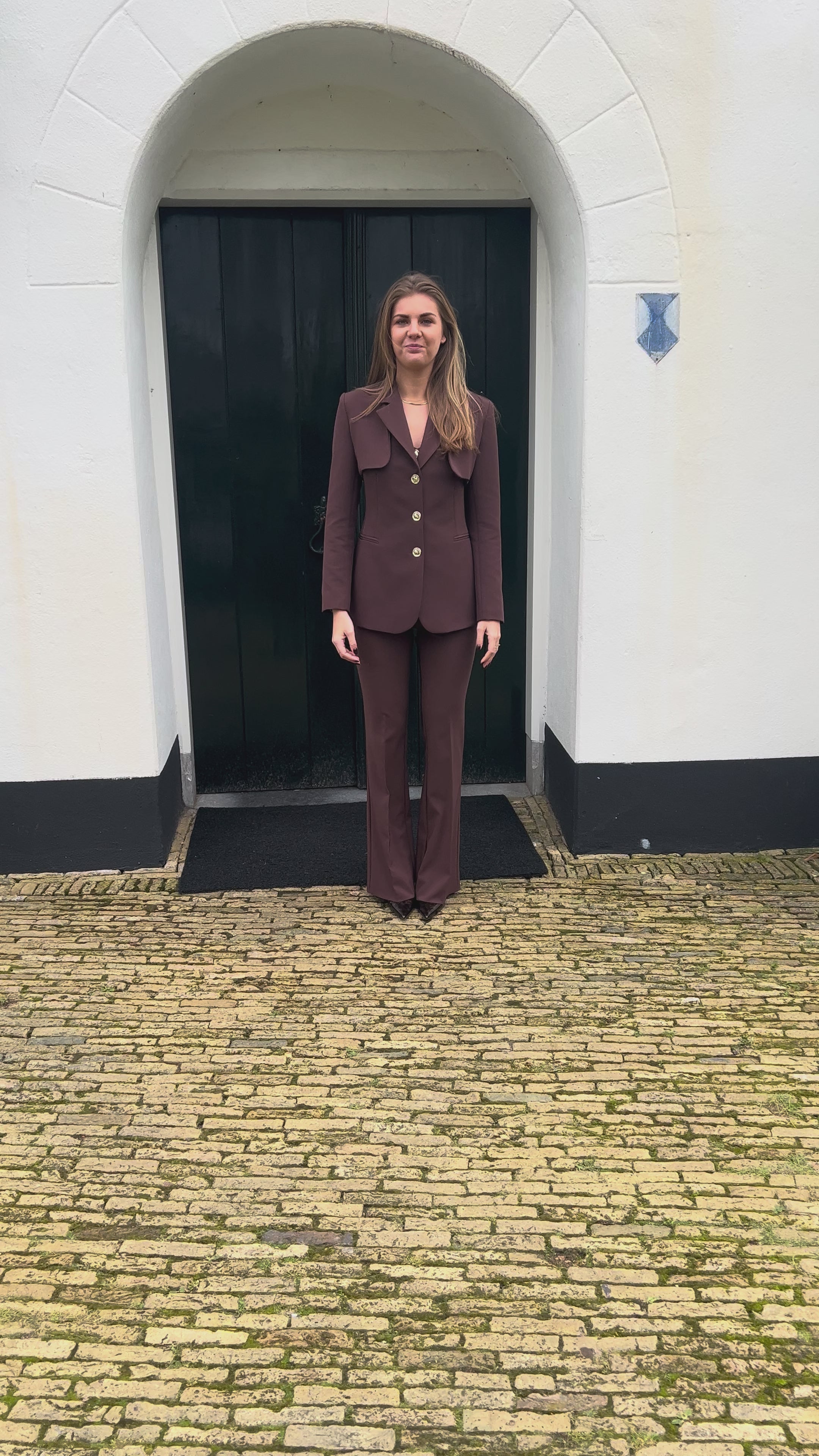 Rinascimento 3-delige blazer bruin