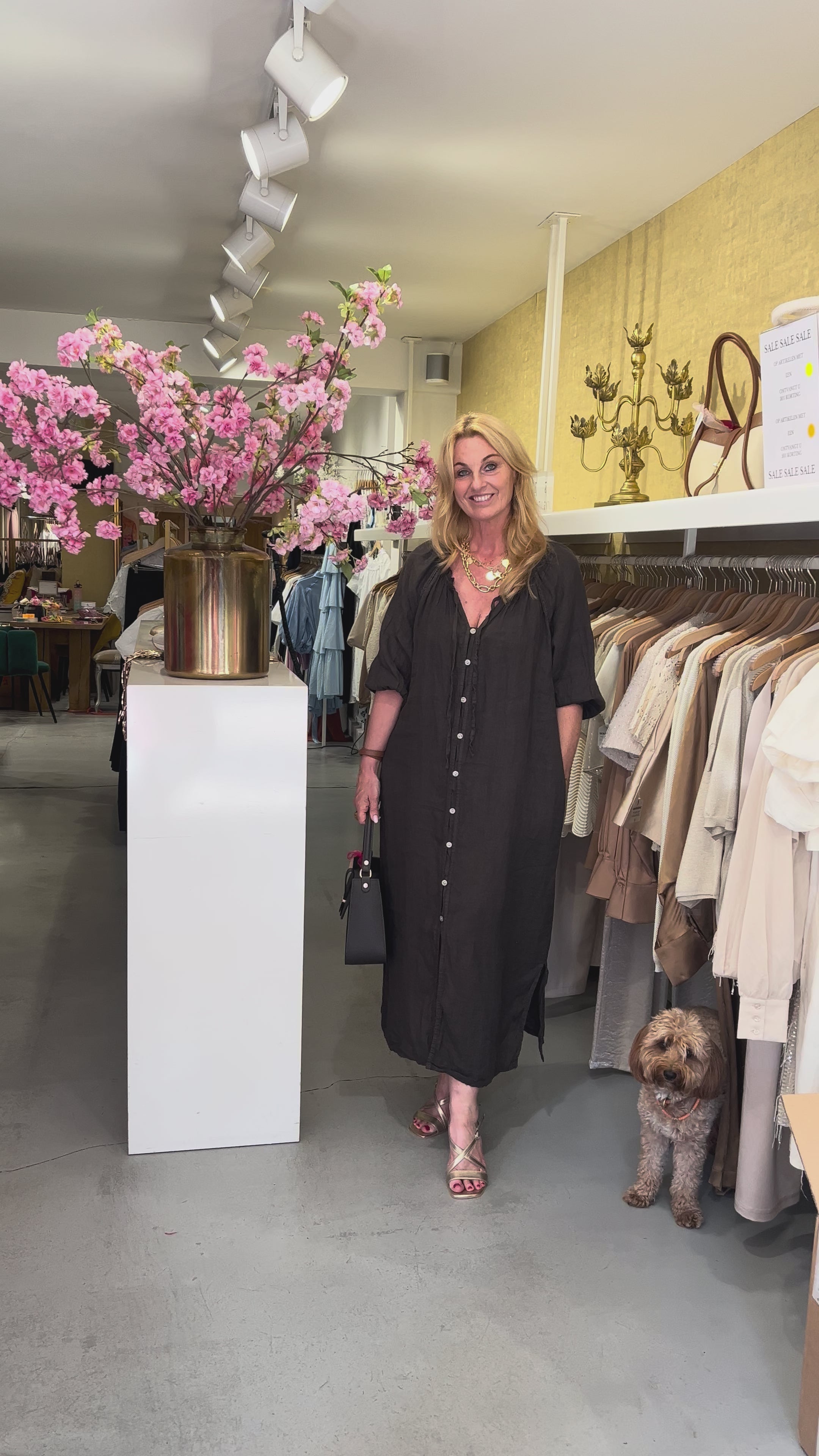 MVD Linen Button Maxi Dress Bruin